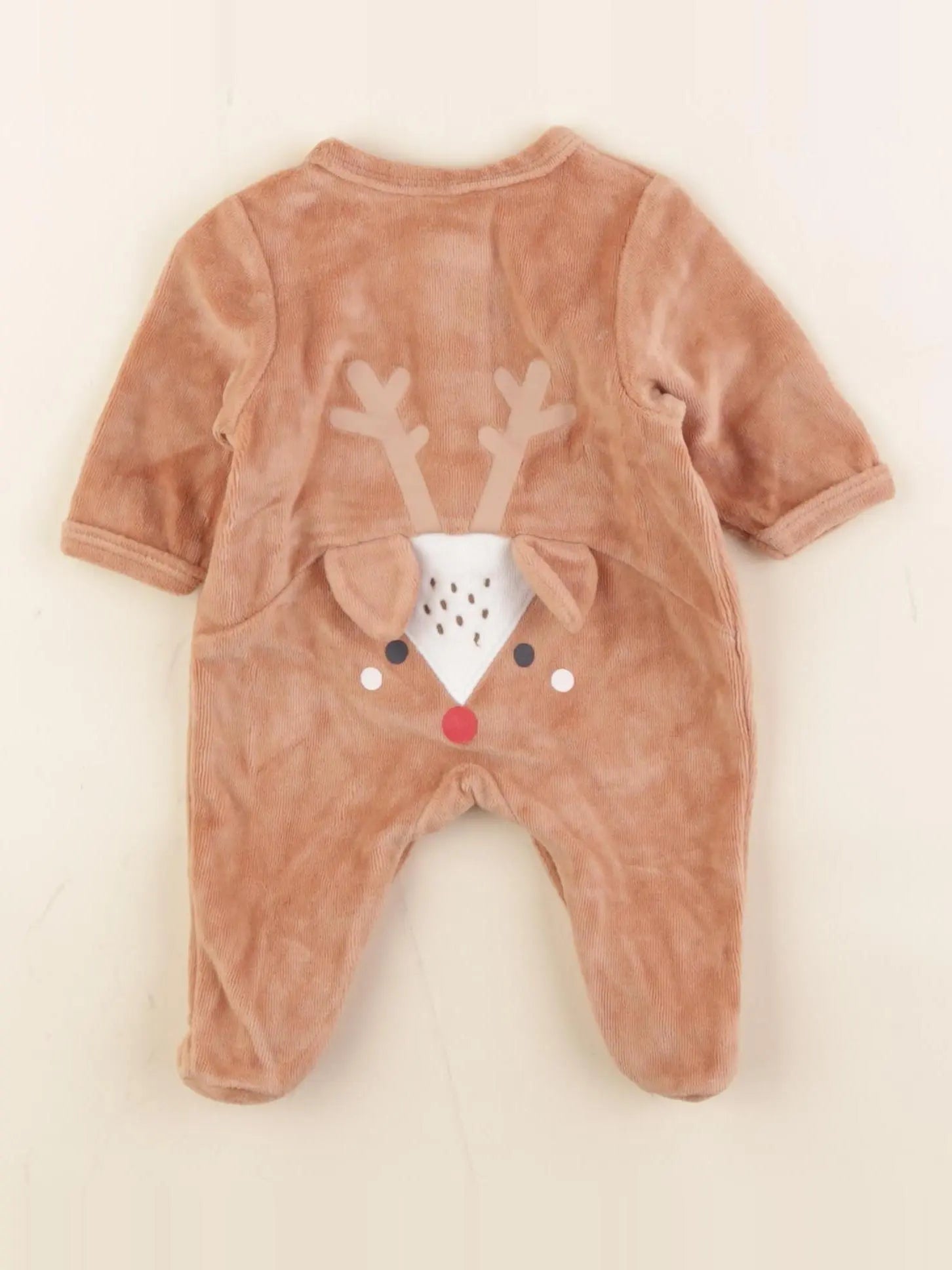 Vertbaudet - pyjama velours marron - 0 mois