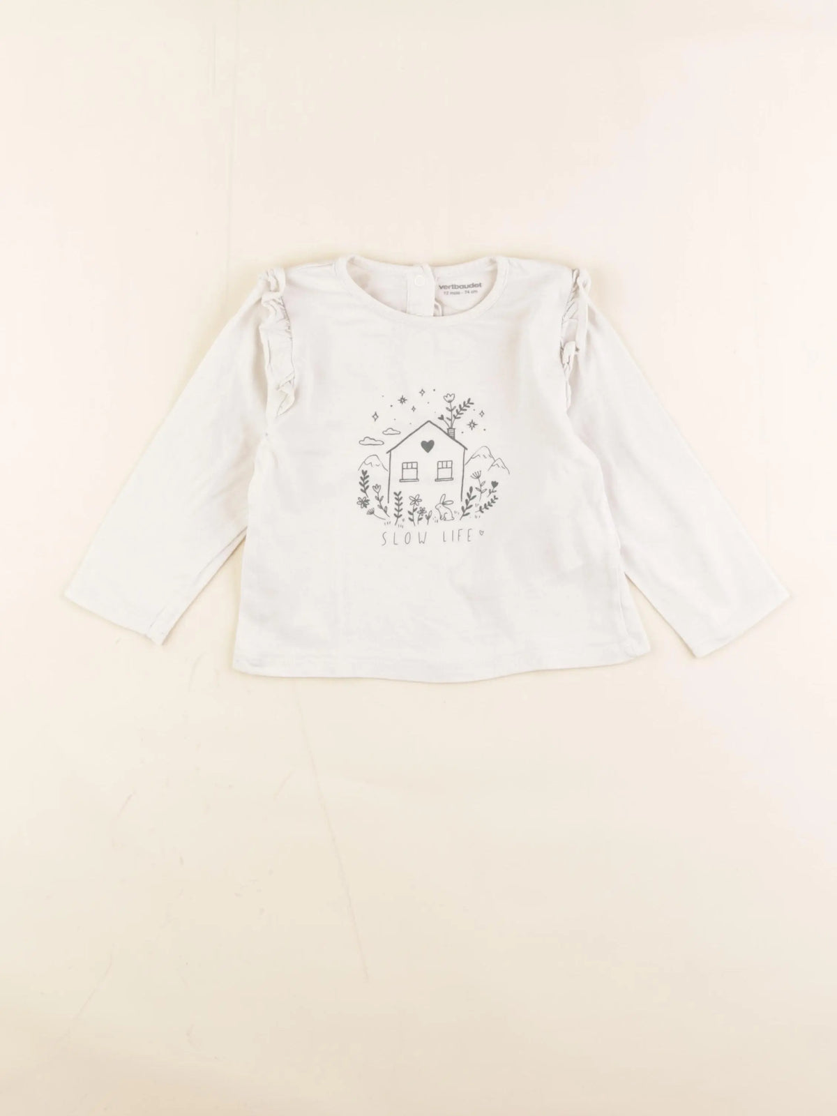 Vertbaudet - tee-shirt beige - 12 mois