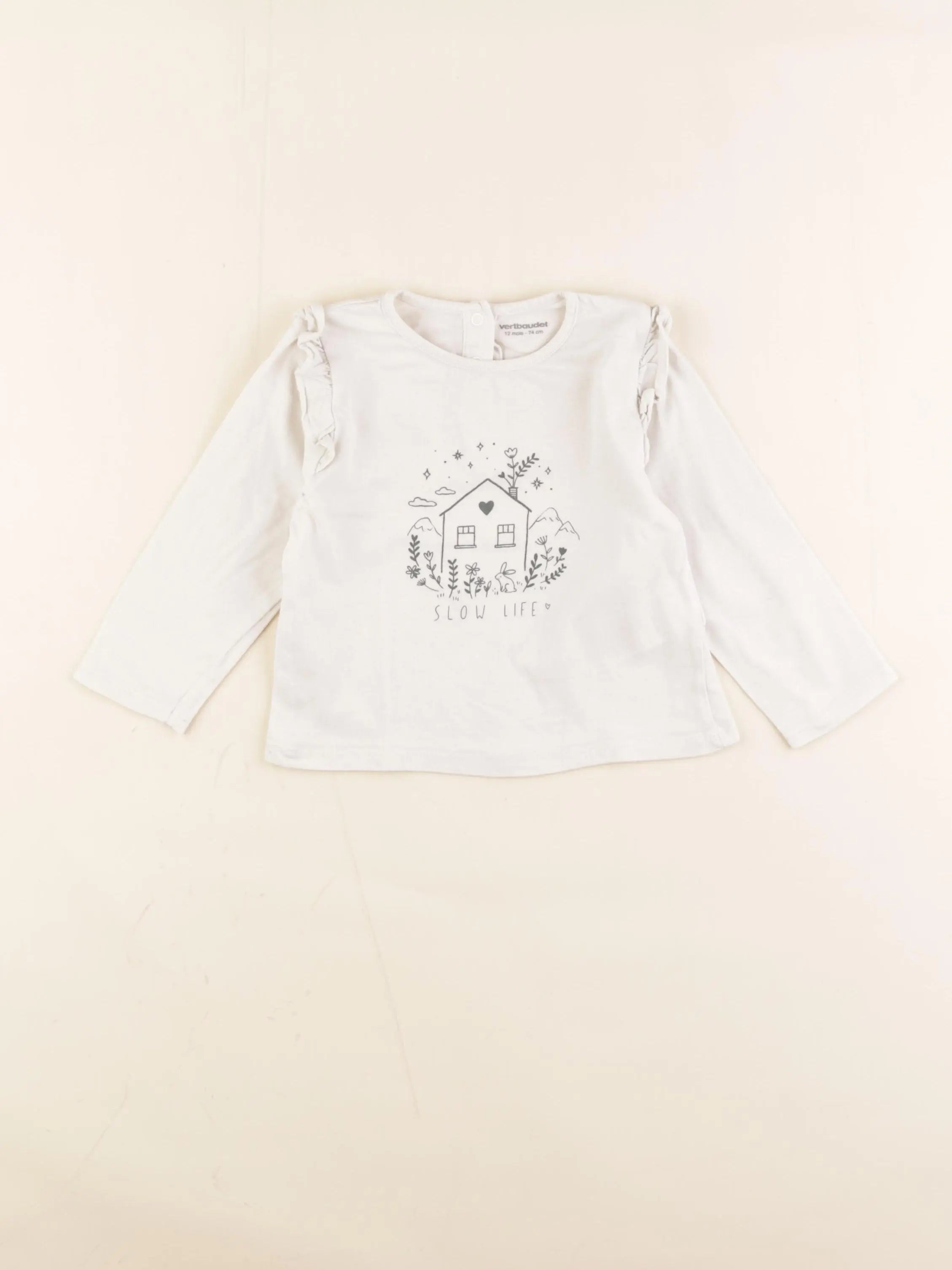 Vertbaudet - tee-shirt beige - 12 mois