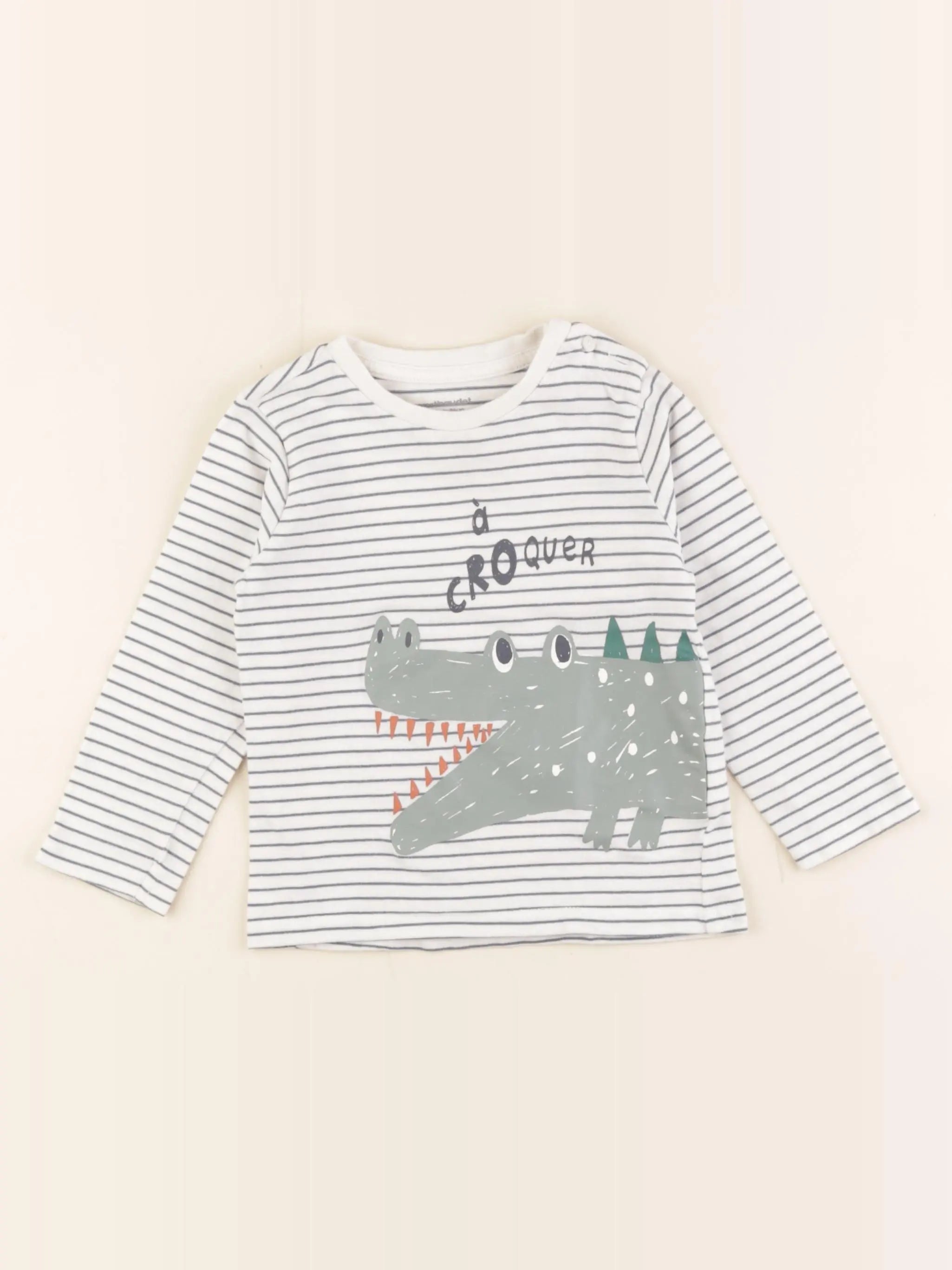 Vertbaudet - tee-shirt beige, bleu - 24 mois