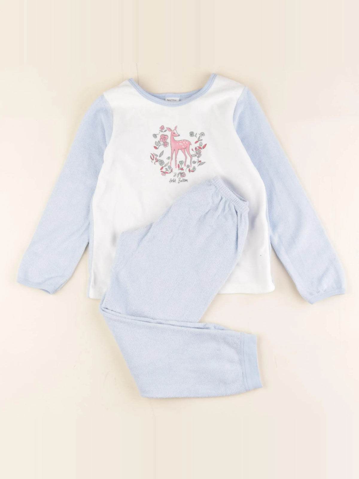 Petit Bateau - pyjama coton bleu, blanc - 5 ans