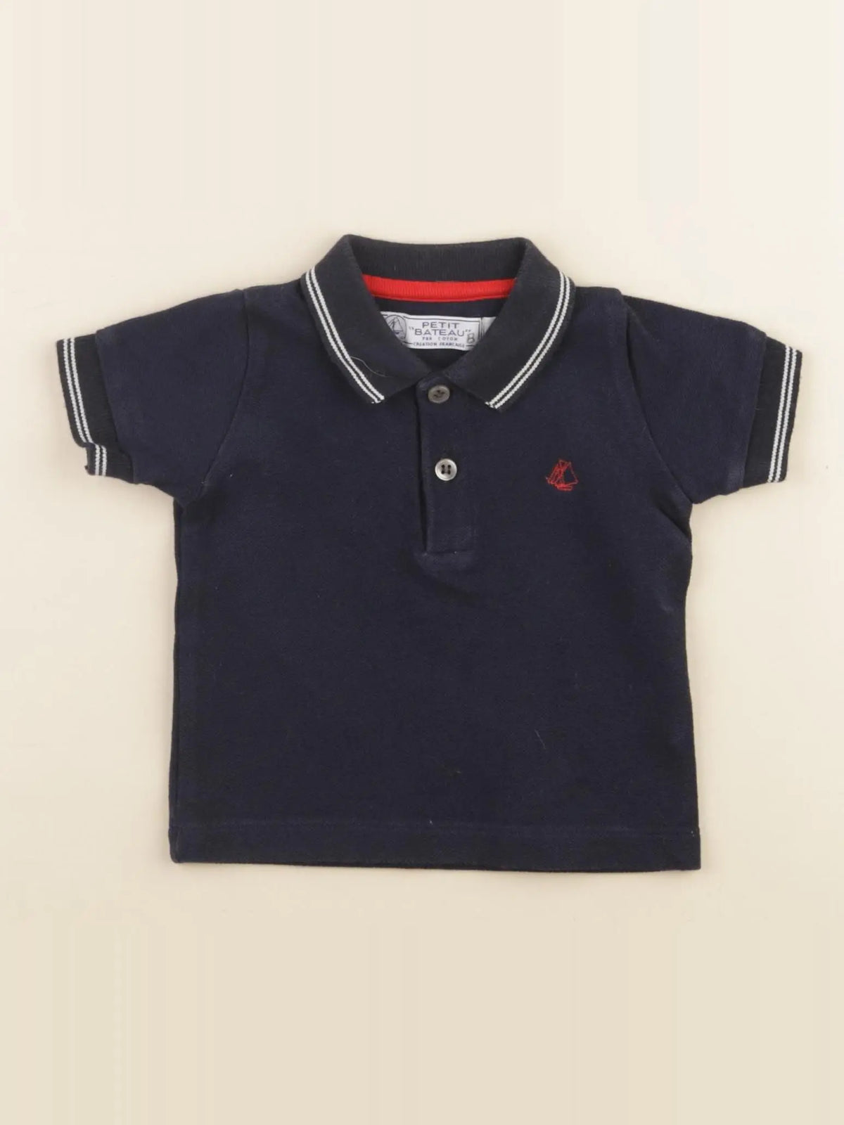 Petit Bateau - polo bleu - 6 mois