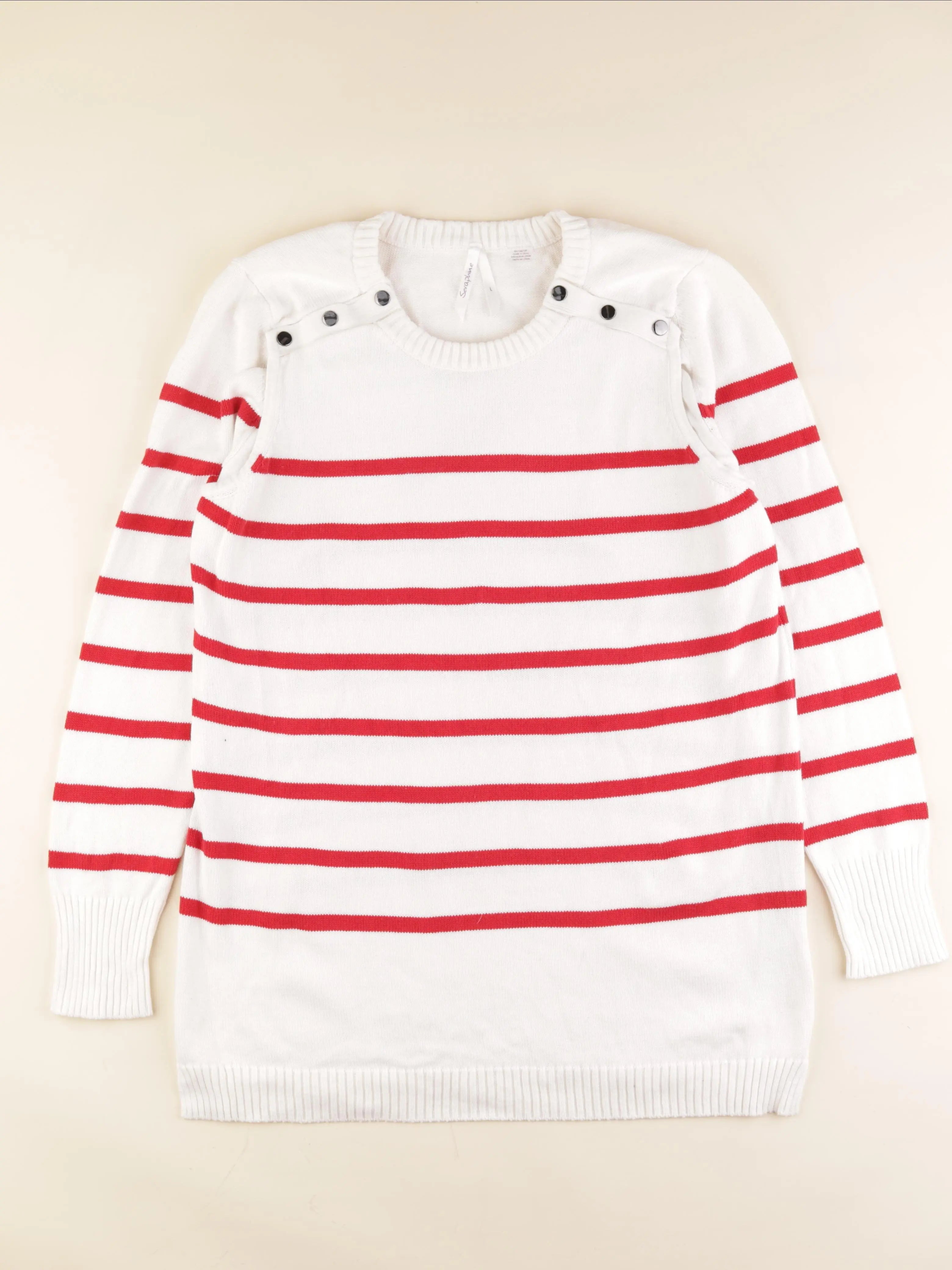 Seraphine - pull allaitement blanc, rouge - 42 à 44
