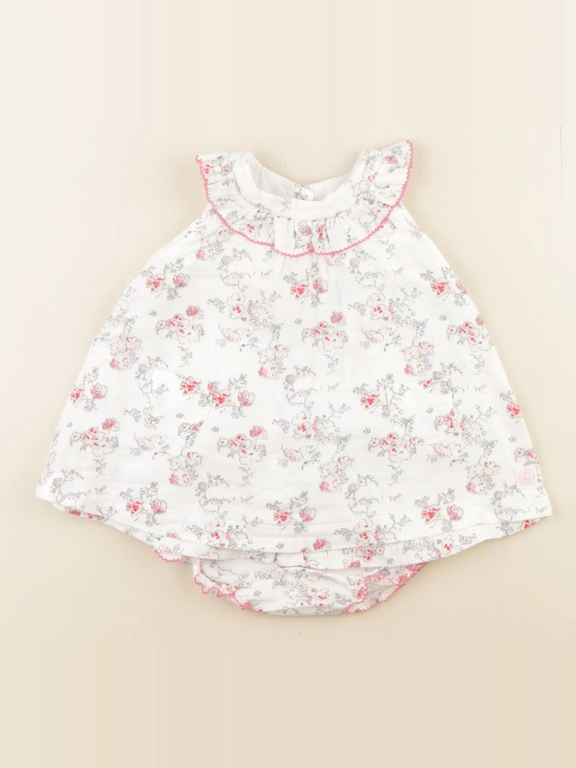 Petit Bateau - robe blanc - 6 mois