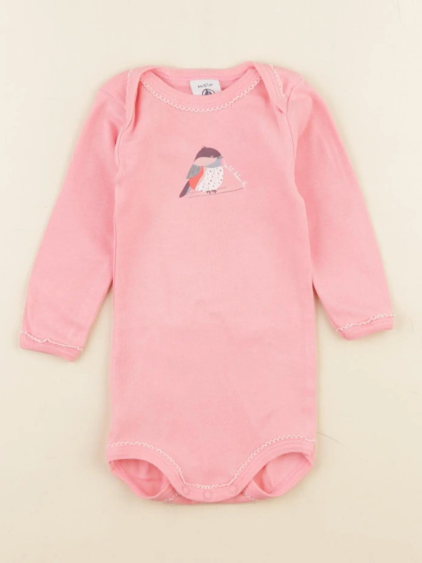 Petit Bateau - body rose - 6 mois