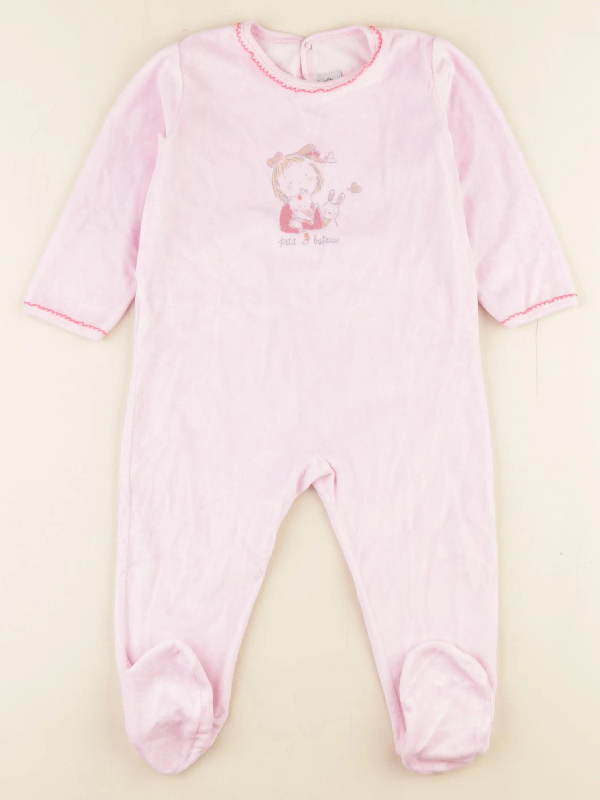 Petit Bateau - pyjama velours rose - 24 mois