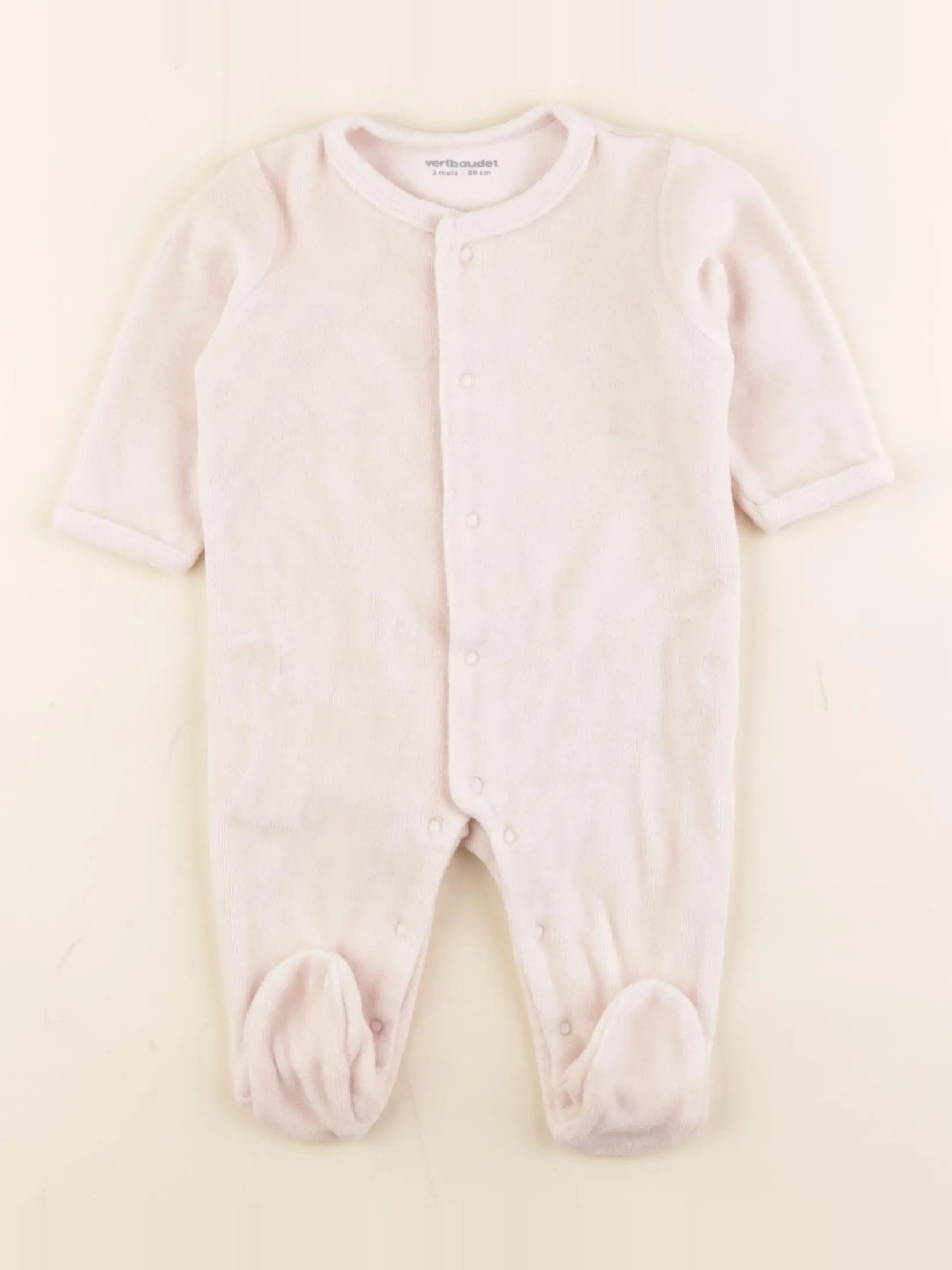 Vertbaudet - pyjama velours rose - 3 mois