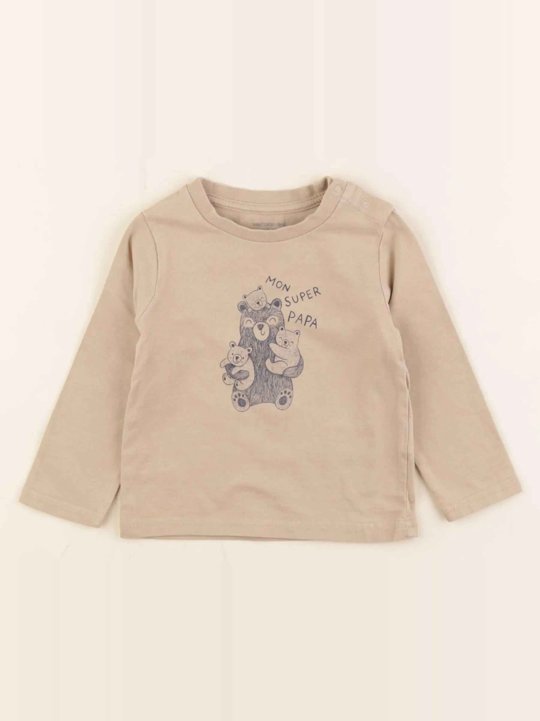 Vertbaudet - tee-shirt beige - 12 mois