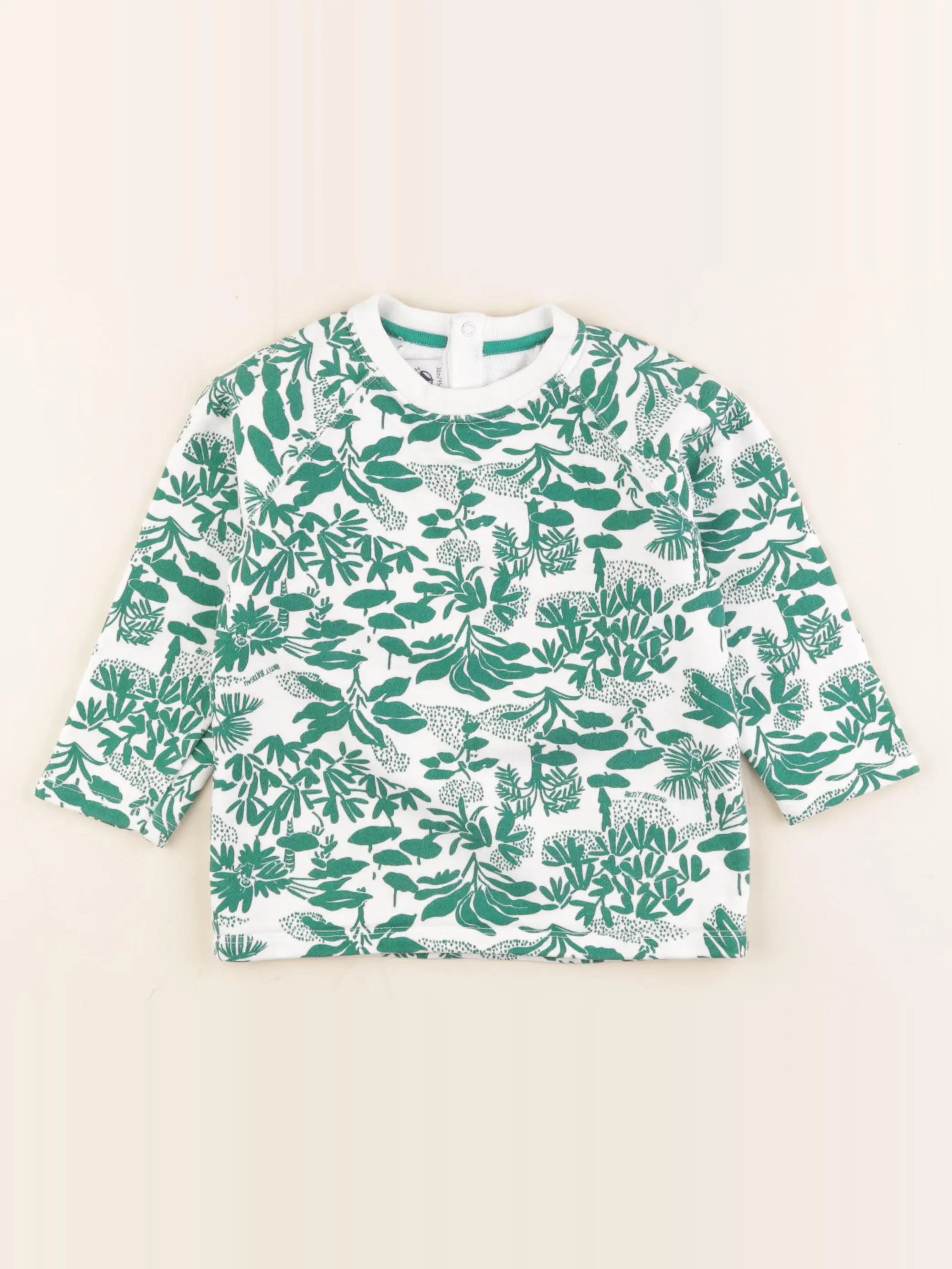Petit Bateau - sweat blanc, vert - 36 mois