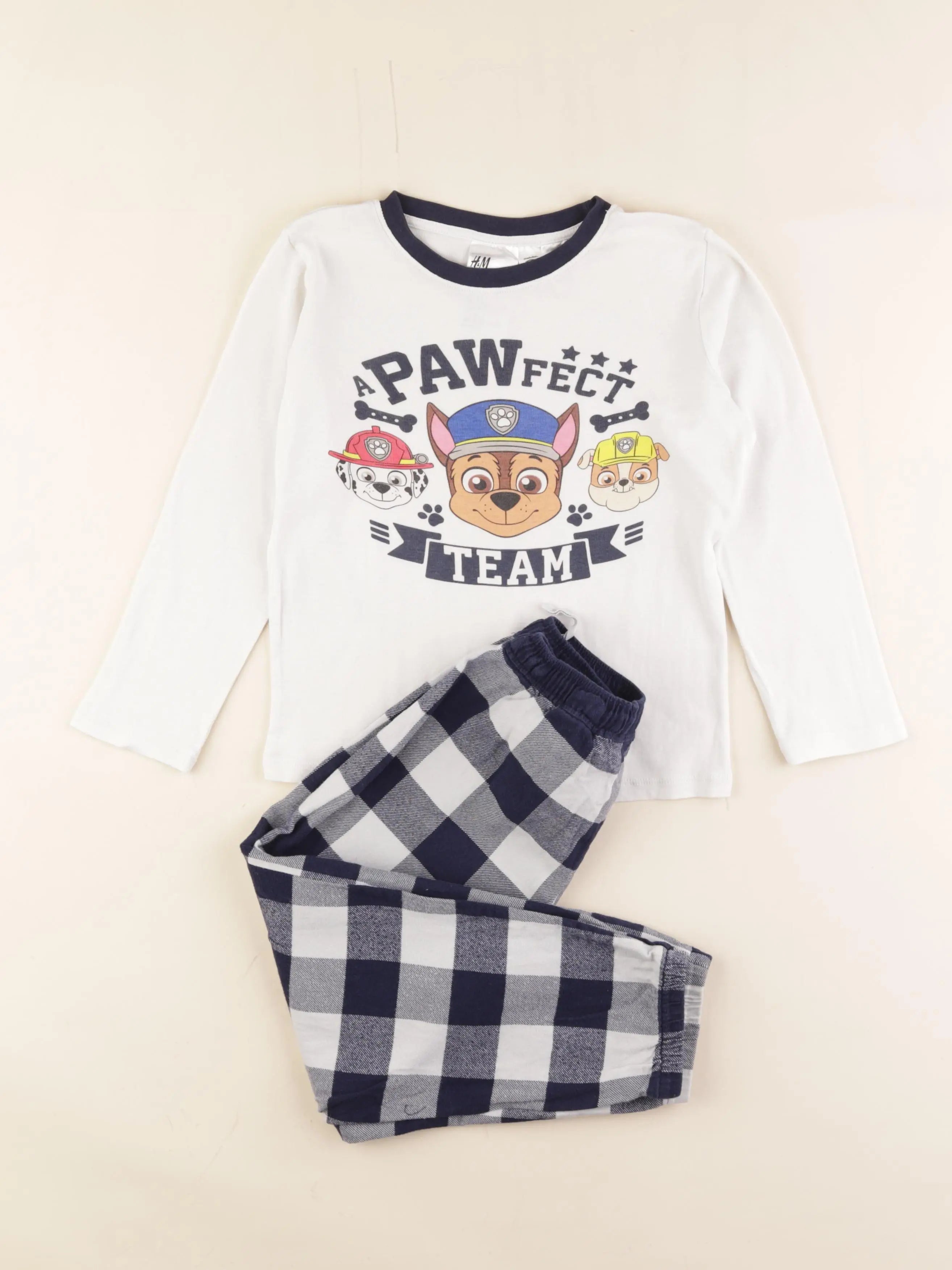 H&M - pyjama coton bleu - 4/6 ans