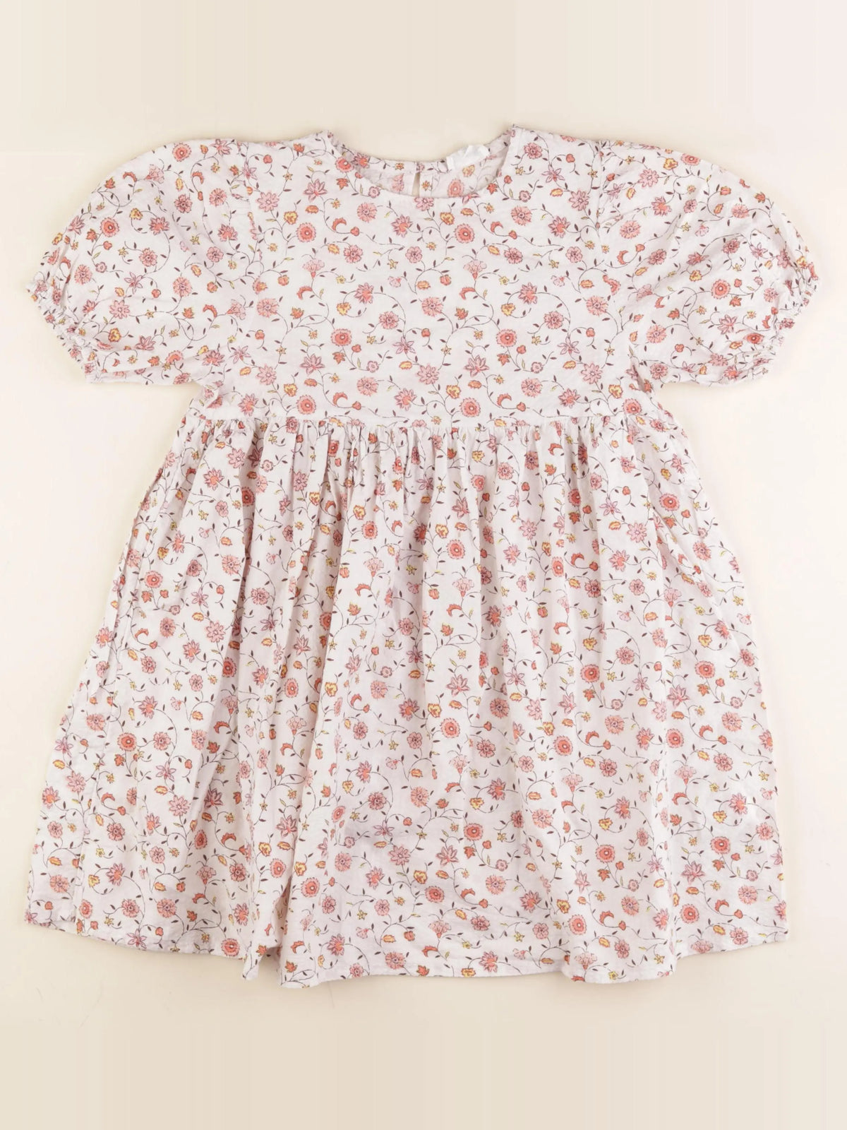 Vertbaudet - robe blanc, rose - 7 ans