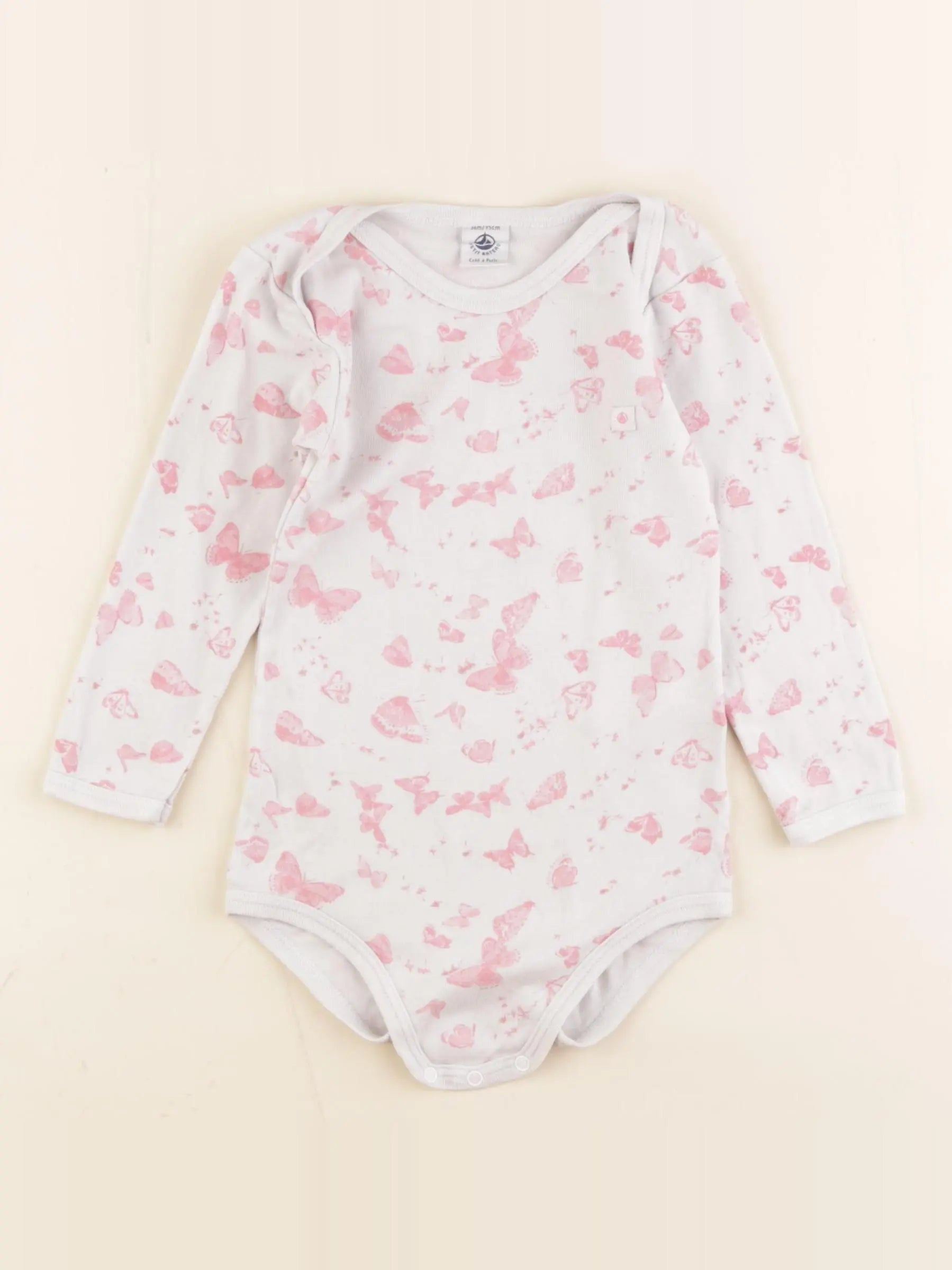 Petit Bateau - body rose, blanc - 36 mois