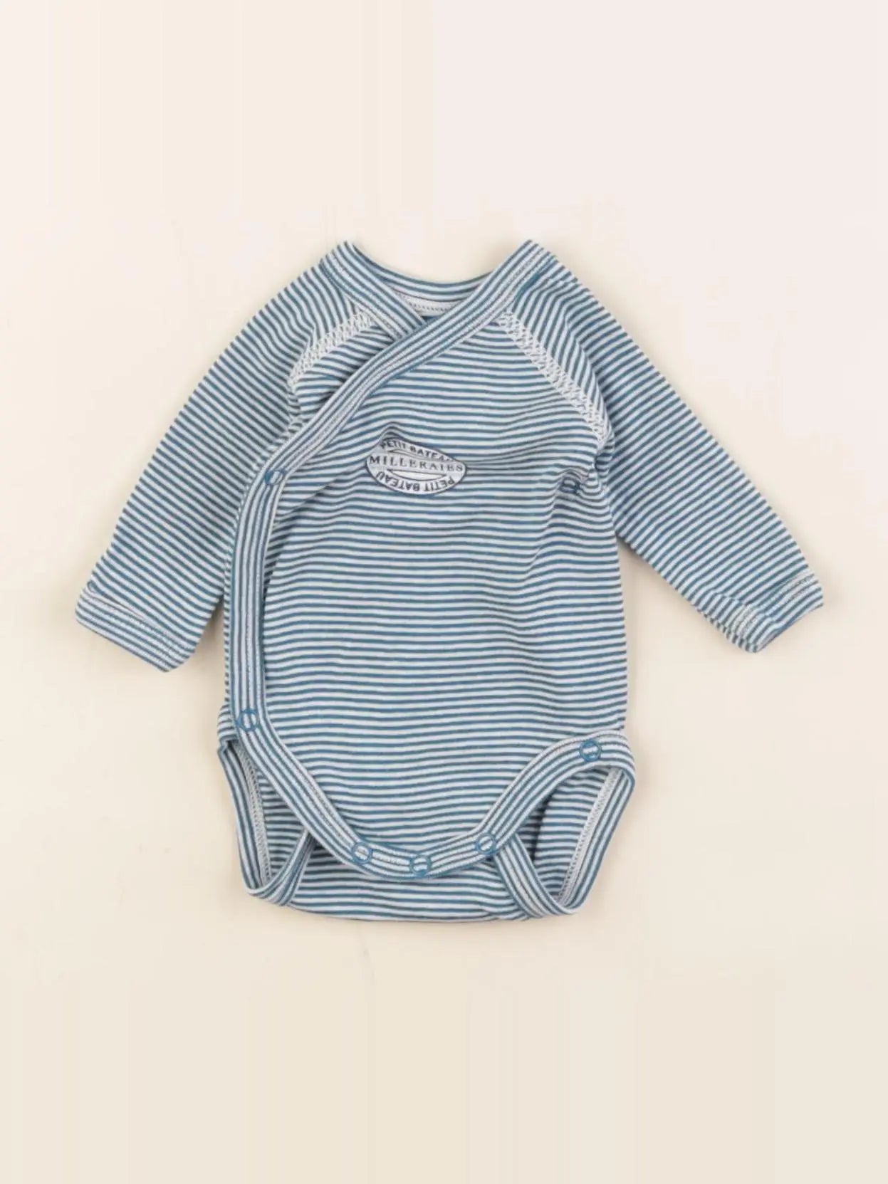 Petit Bateau - body bleu - 0 mois