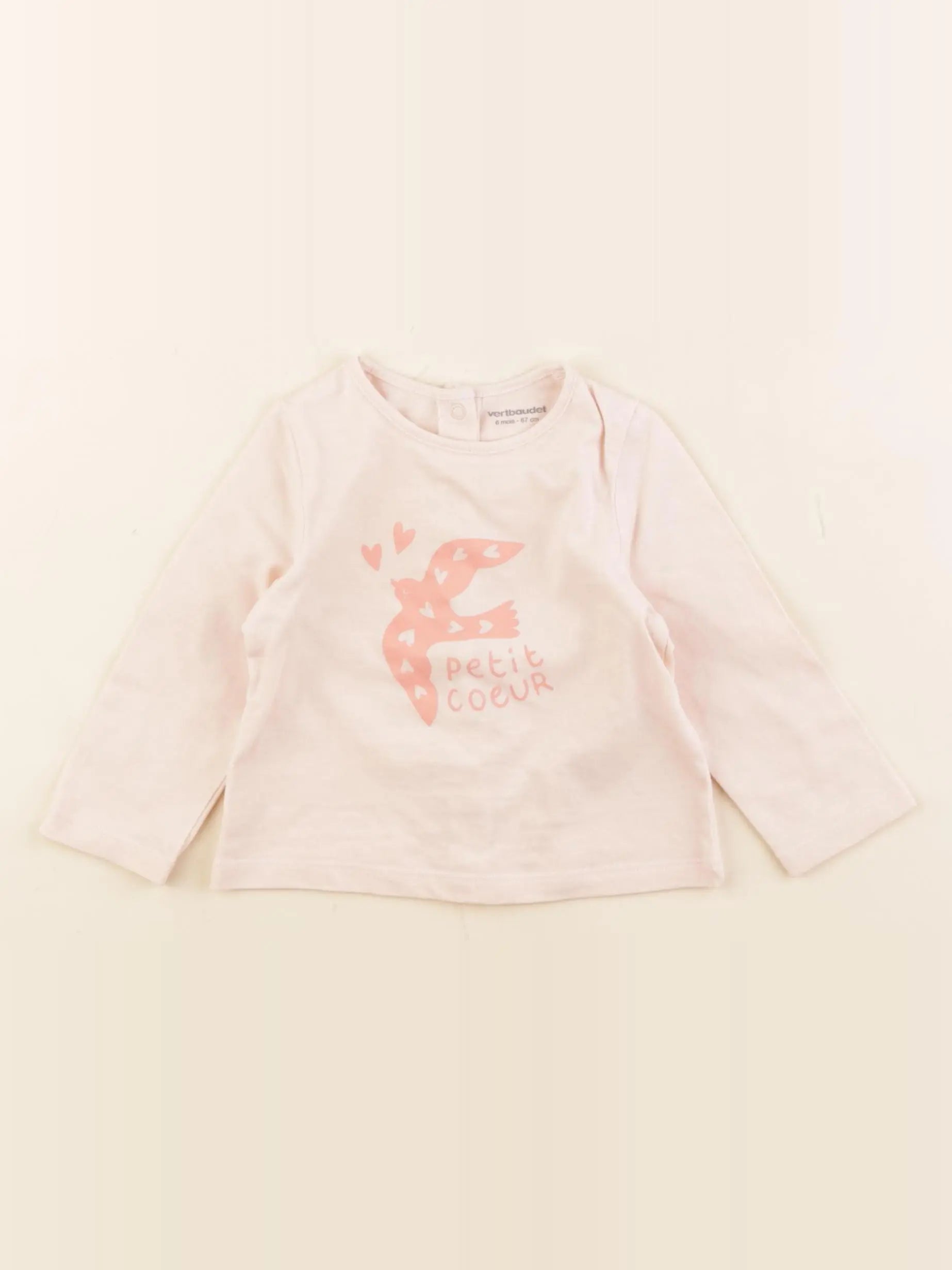 Vertbaudet - tee-shirt rose - 6 mois