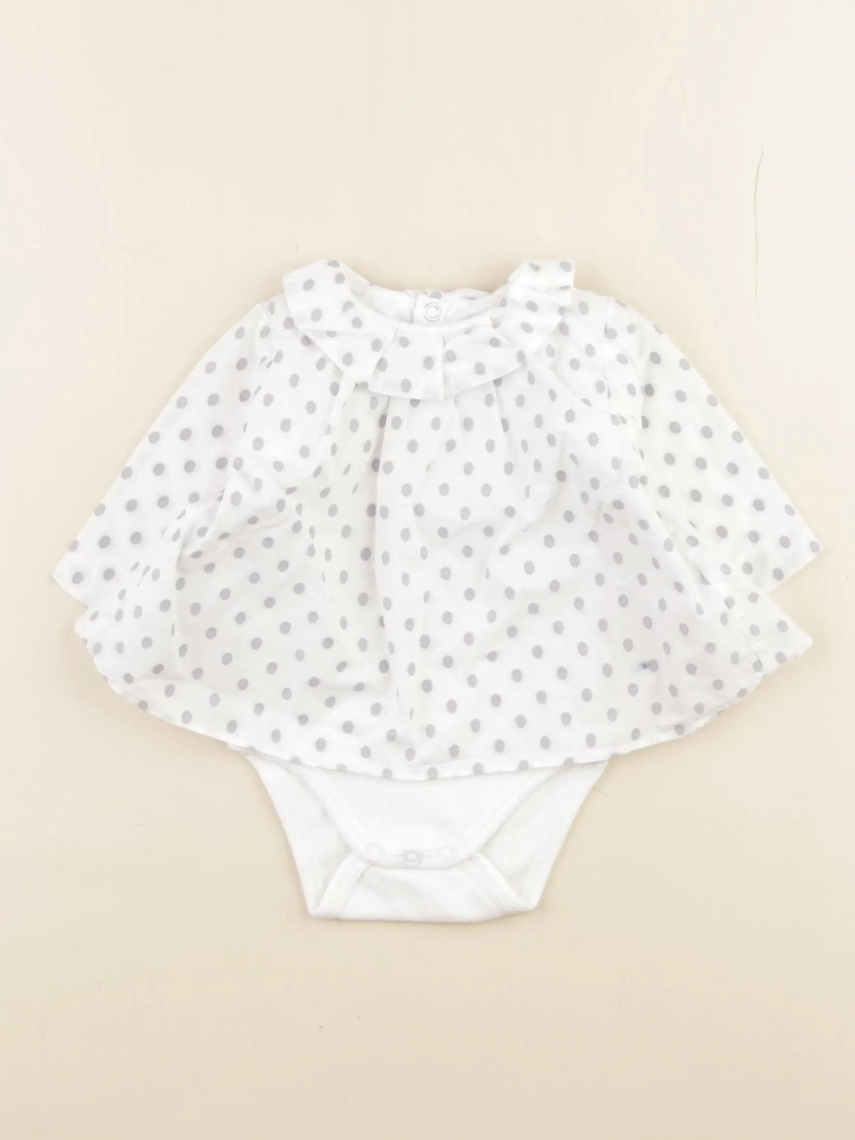 Jacadi - body blouse blanc, gris - 3 mois