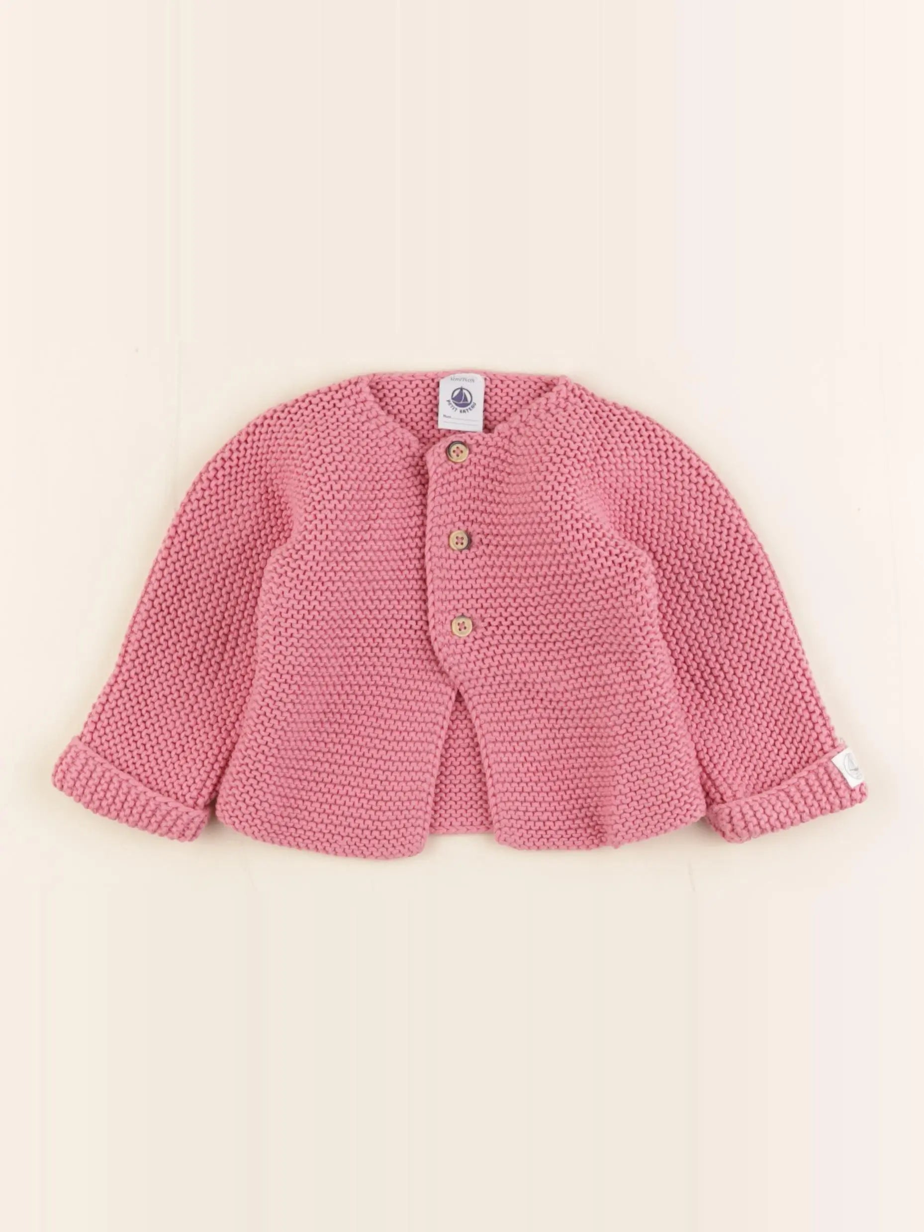 Petit Bateau - gilet rose - 12 mois