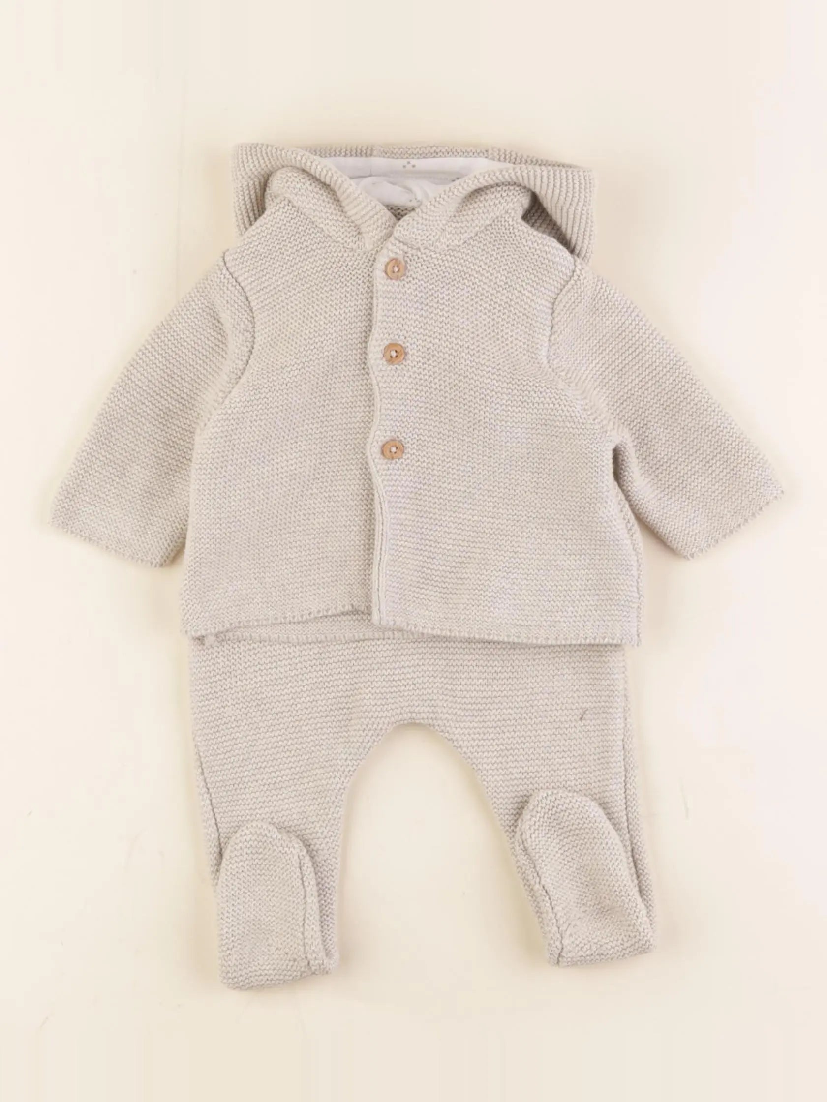 Vertbaudet - ensemble beige - 1 mois