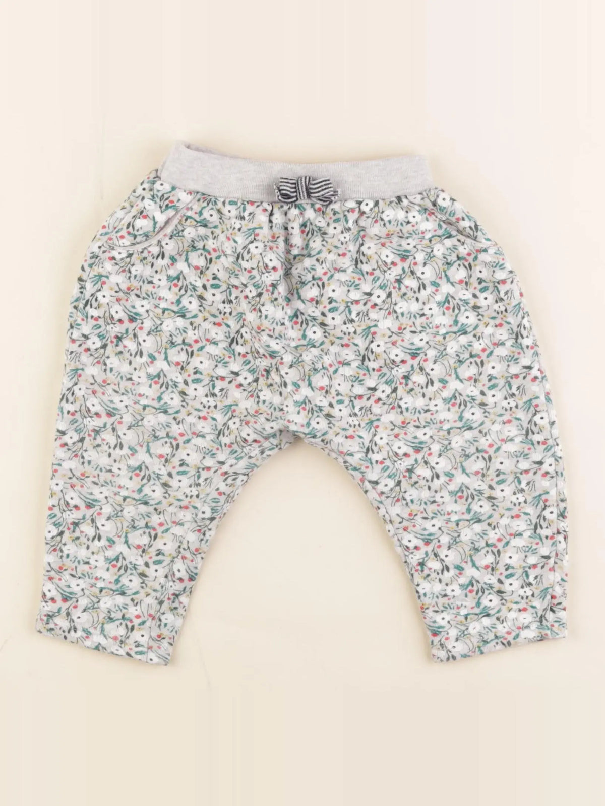 Petit Bateau - sarouel gris, vert - 12 mois