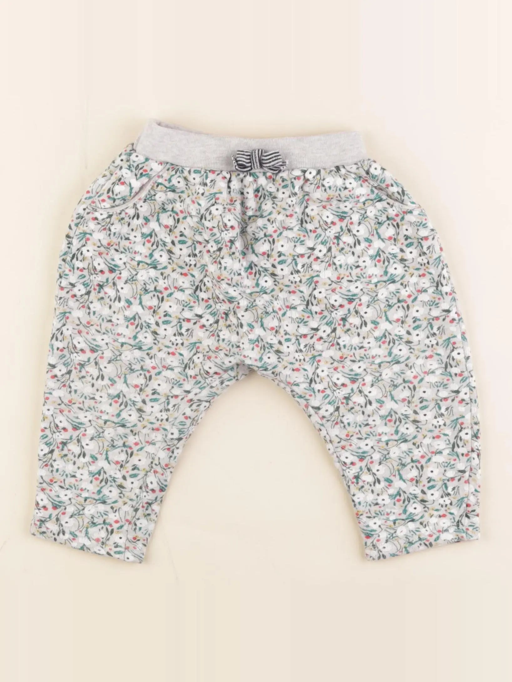 Petit Bateau - sarouel gris, vert - 12 mois