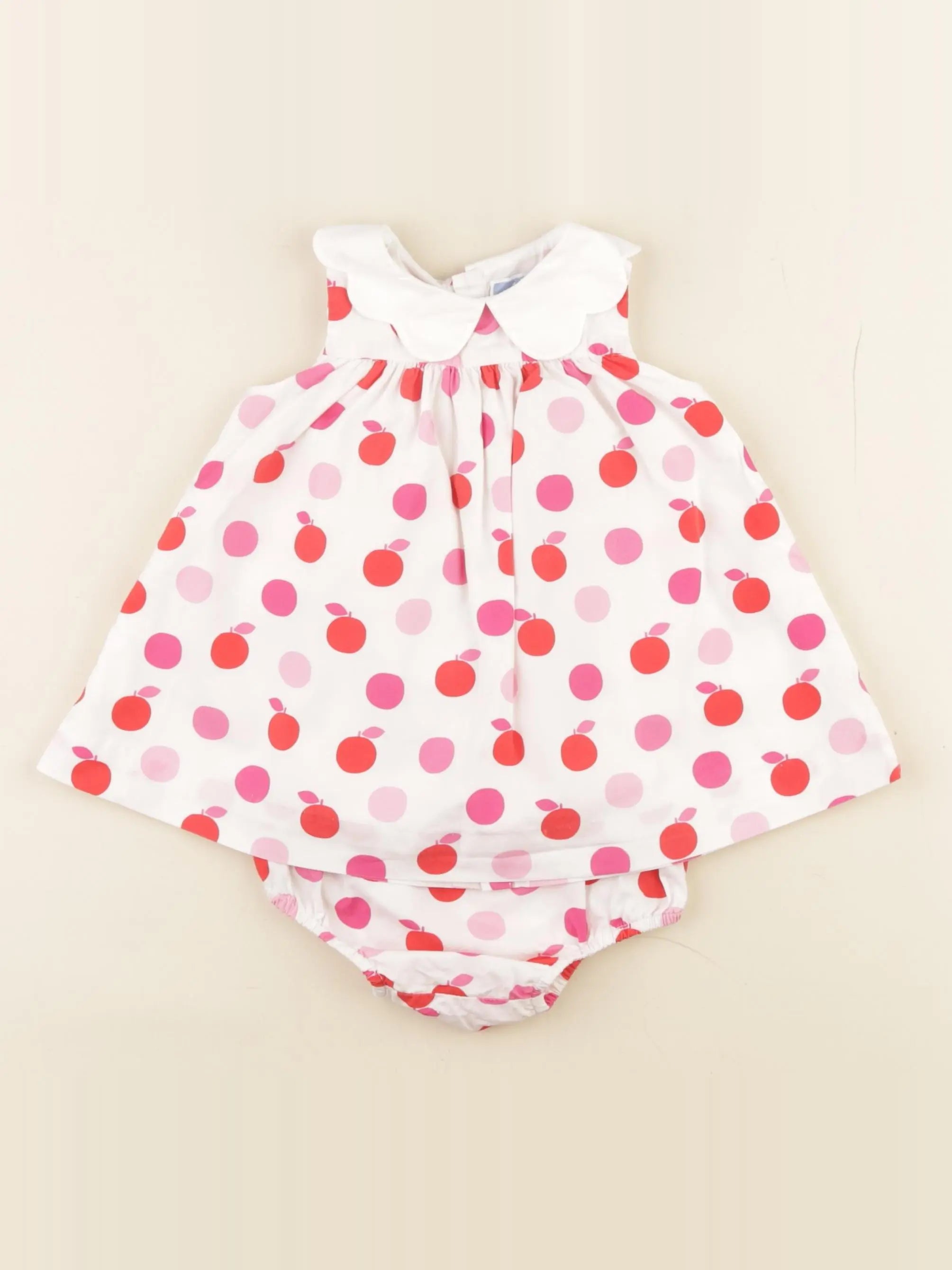 Jacadi - robe blanc, rose - 6 mois