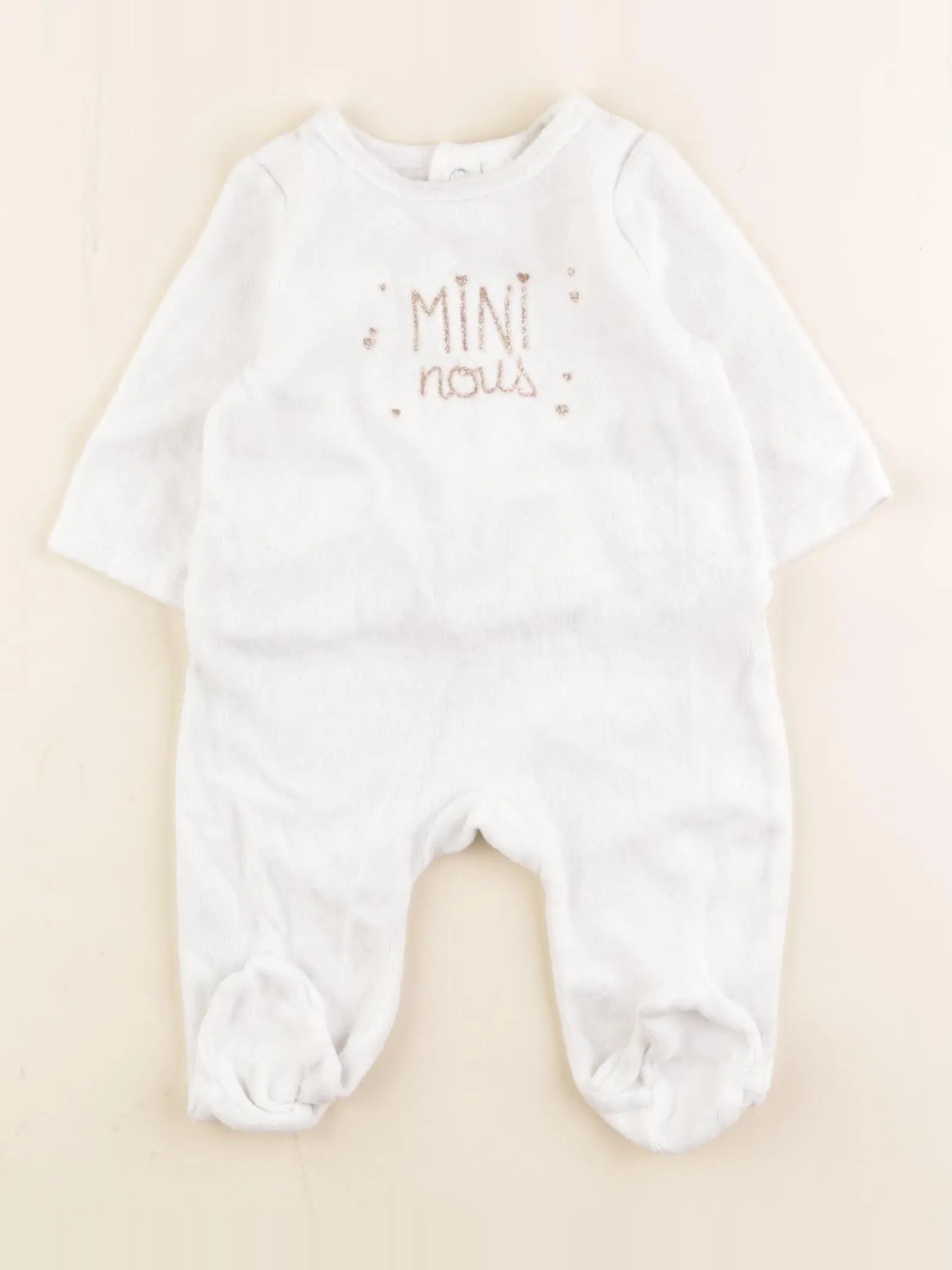 Tape à l'oeil - pyjama velours blanc - 3 mois