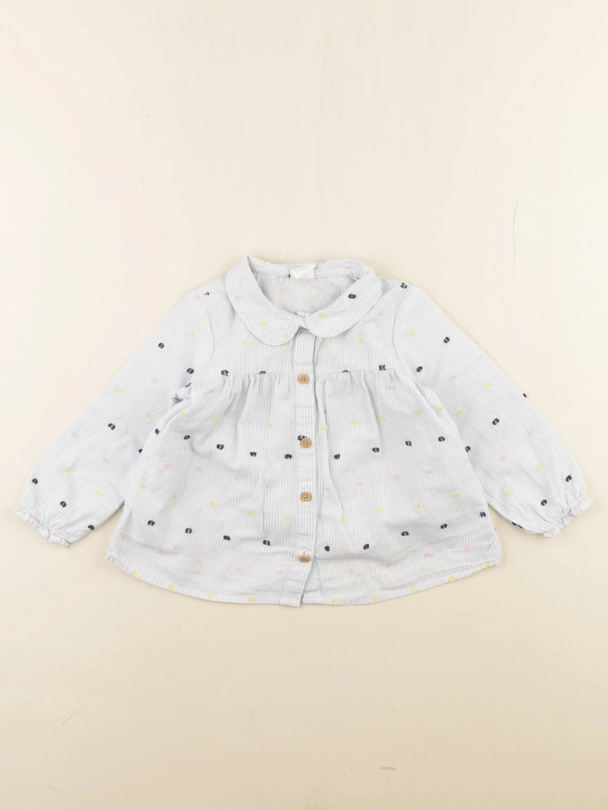 H&M - blouse bleu - 12/18 mois