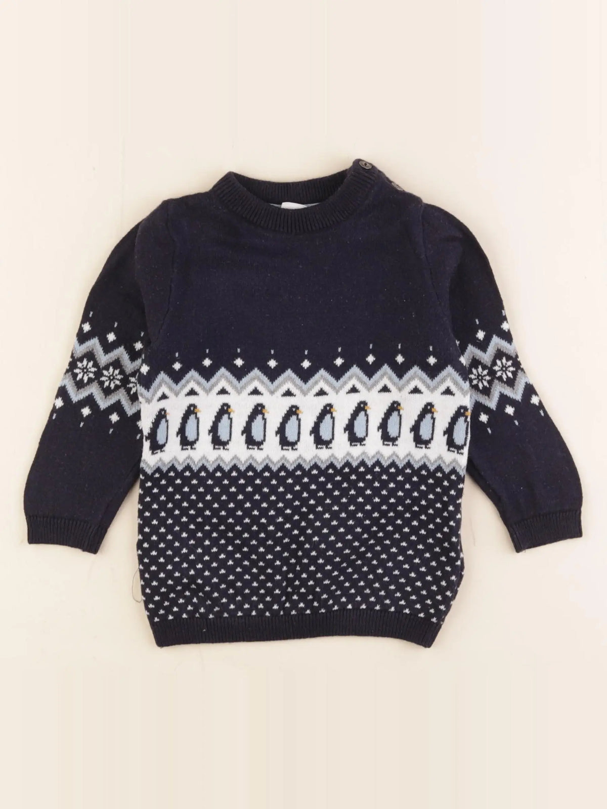 H&M - pull bleu - 9/12 mois