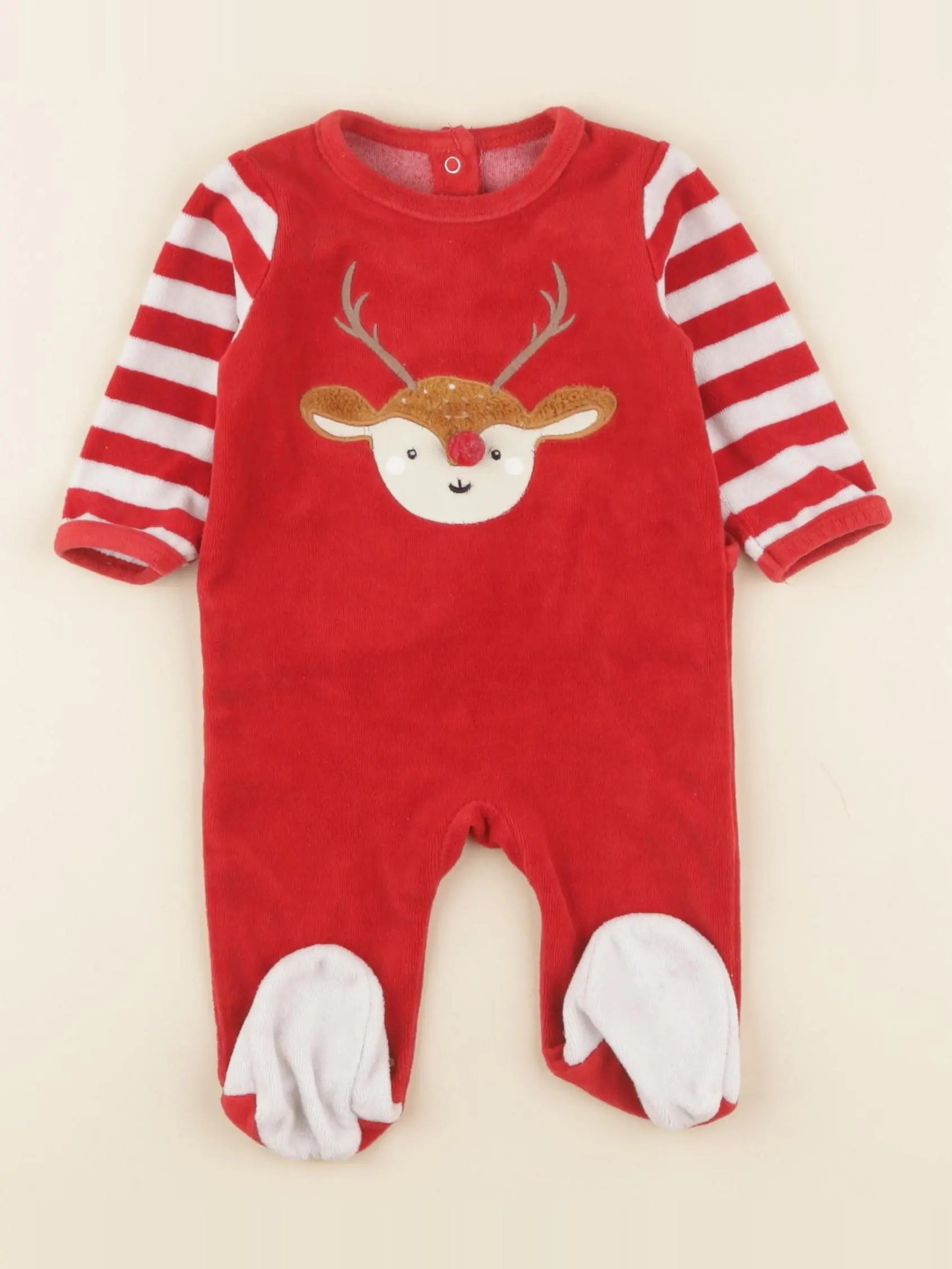 Vertbaudet - pyjama velours rouge - 3 mois