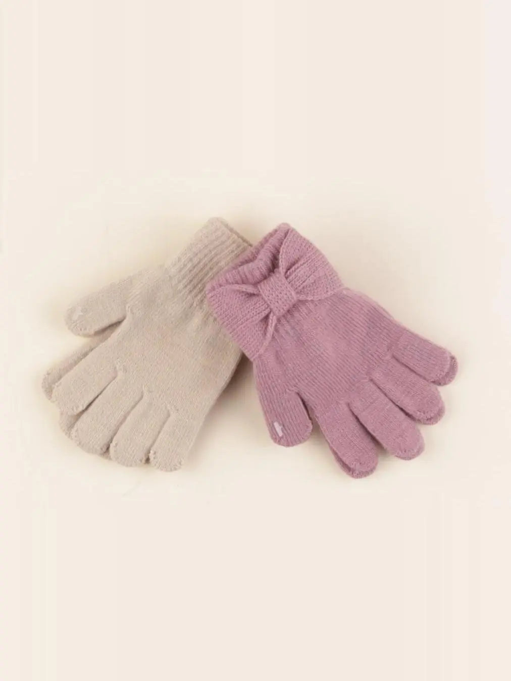 H&M - lot de 2 gants beige, violet - 1 an à 4 ans