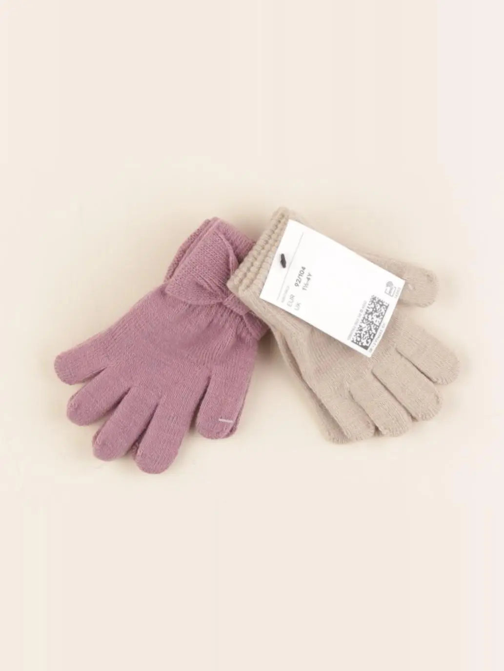H&M - lot de 2 gants beige, violet - 1 an à 4 ans