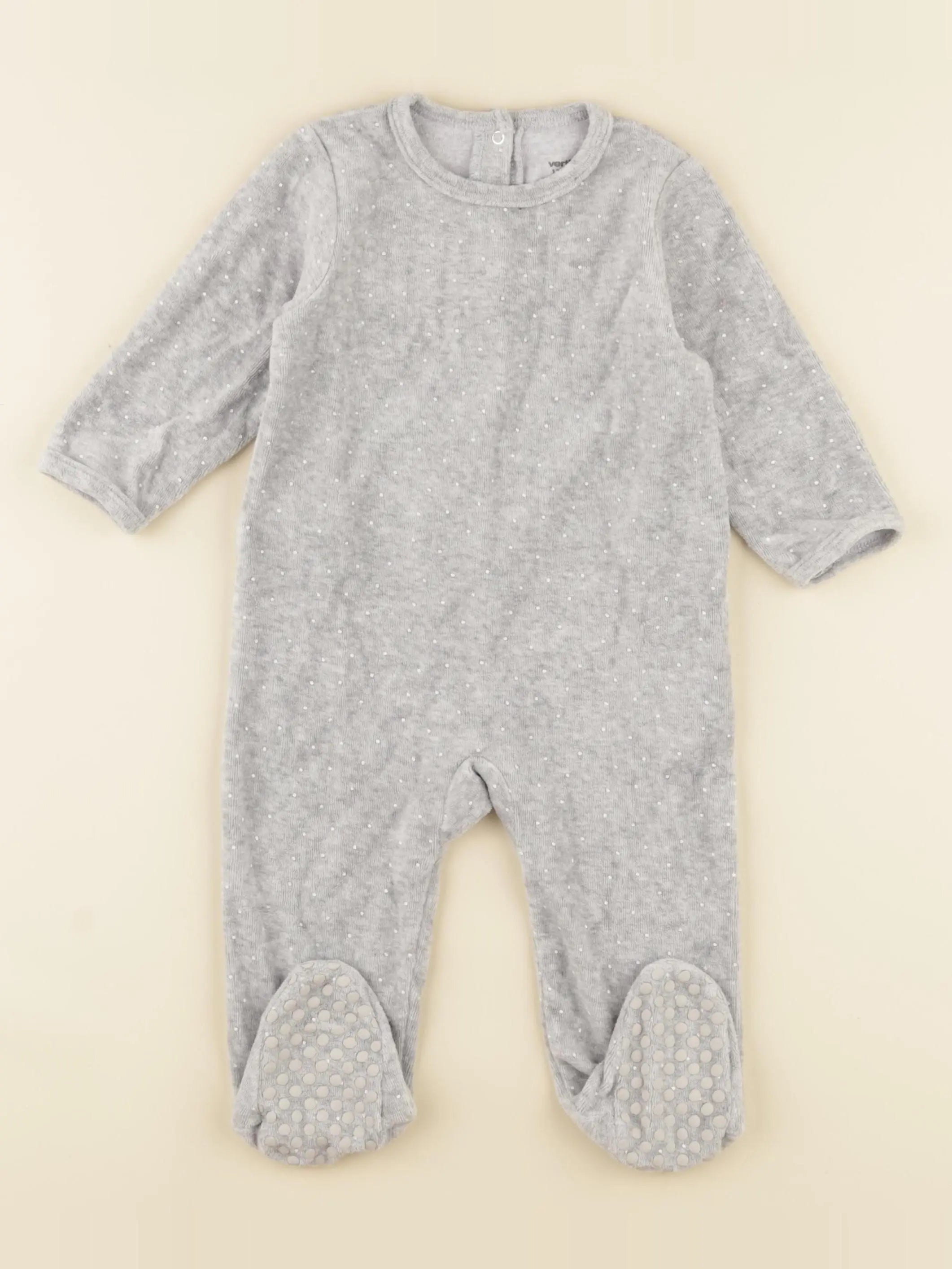 Vertbaudet - pyjama velours gris - 12 mois