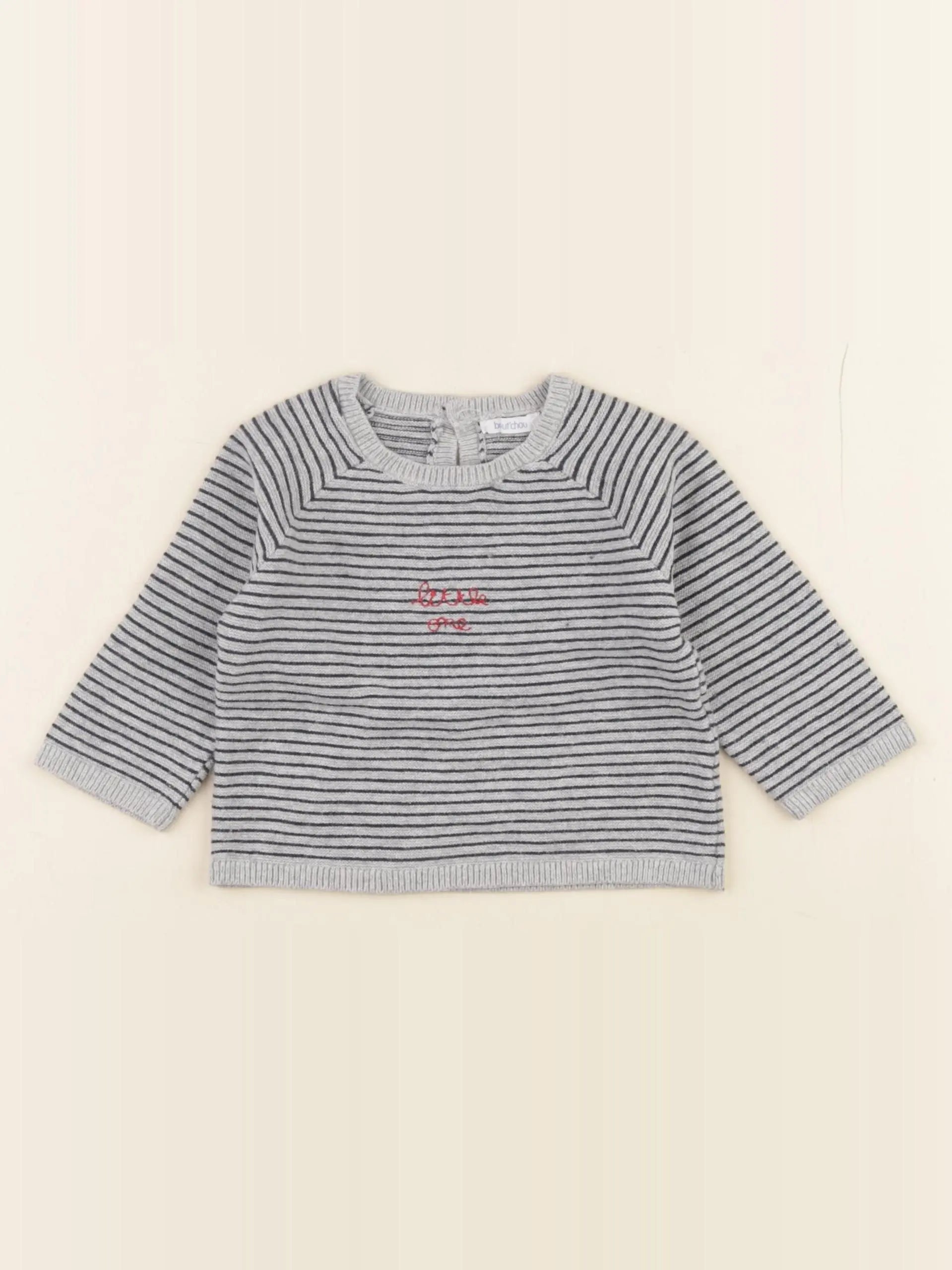 Boutchou - pull bleu, gris - 6 mois