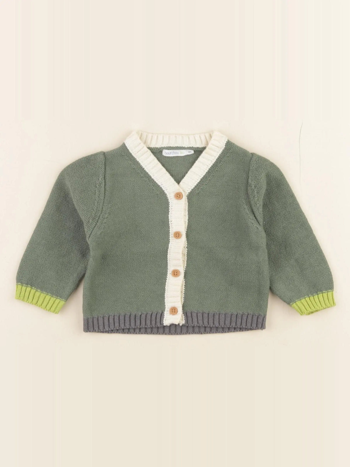 Boutchou - gilet vert - 6 mois
