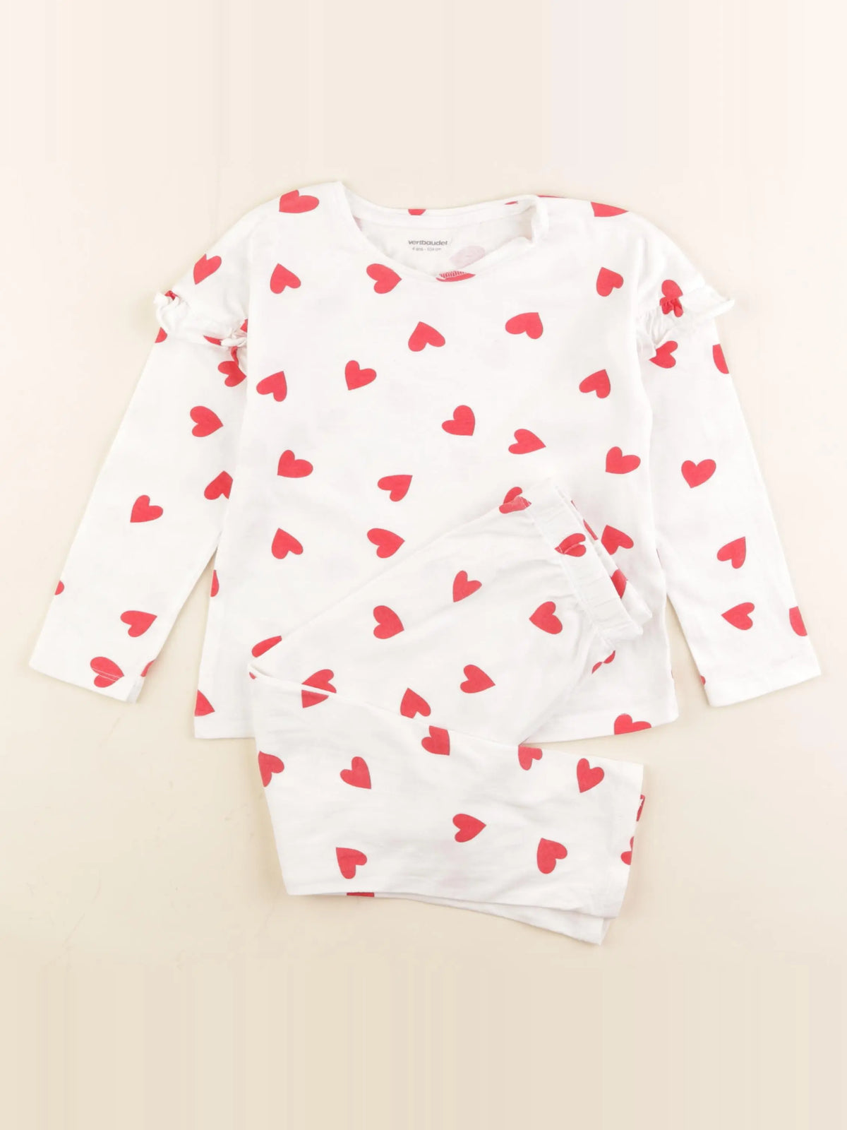 Vertbaudet - pyjama coton rouge, blanc - 4 ans