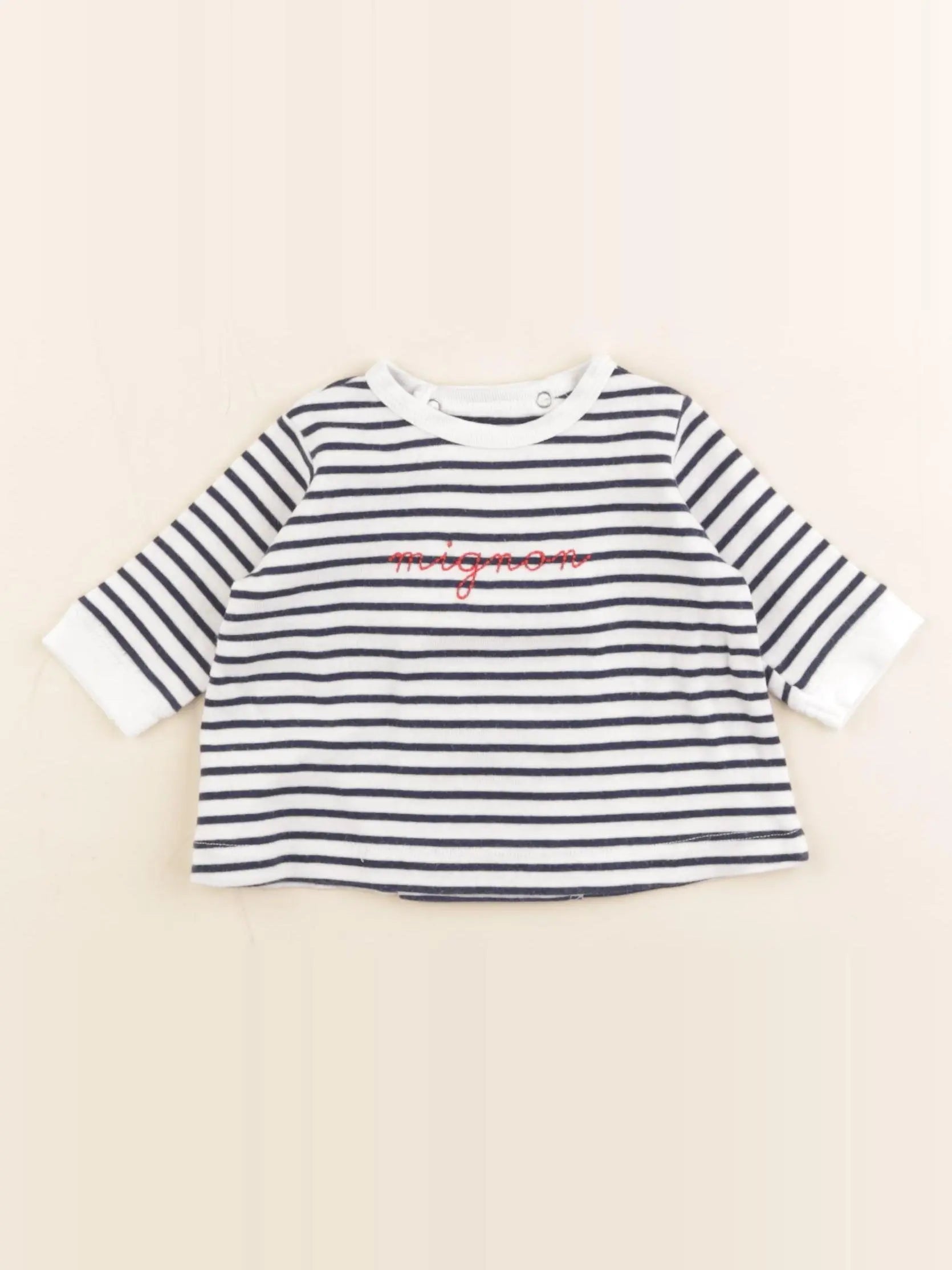Boutchou - tee-shirt blanc, bleu - 1 mois