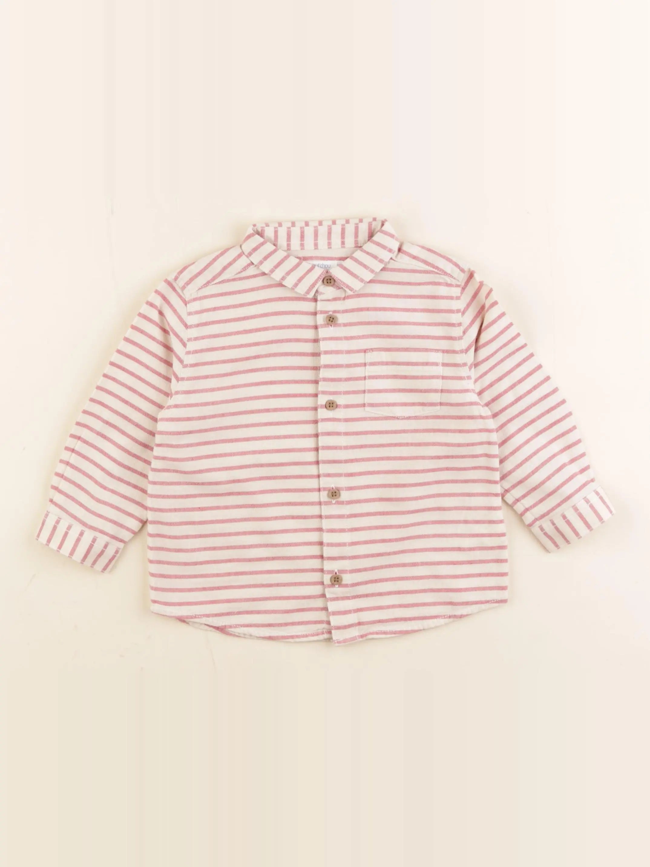 Boutchou - chemise beige, rose - 12 mois