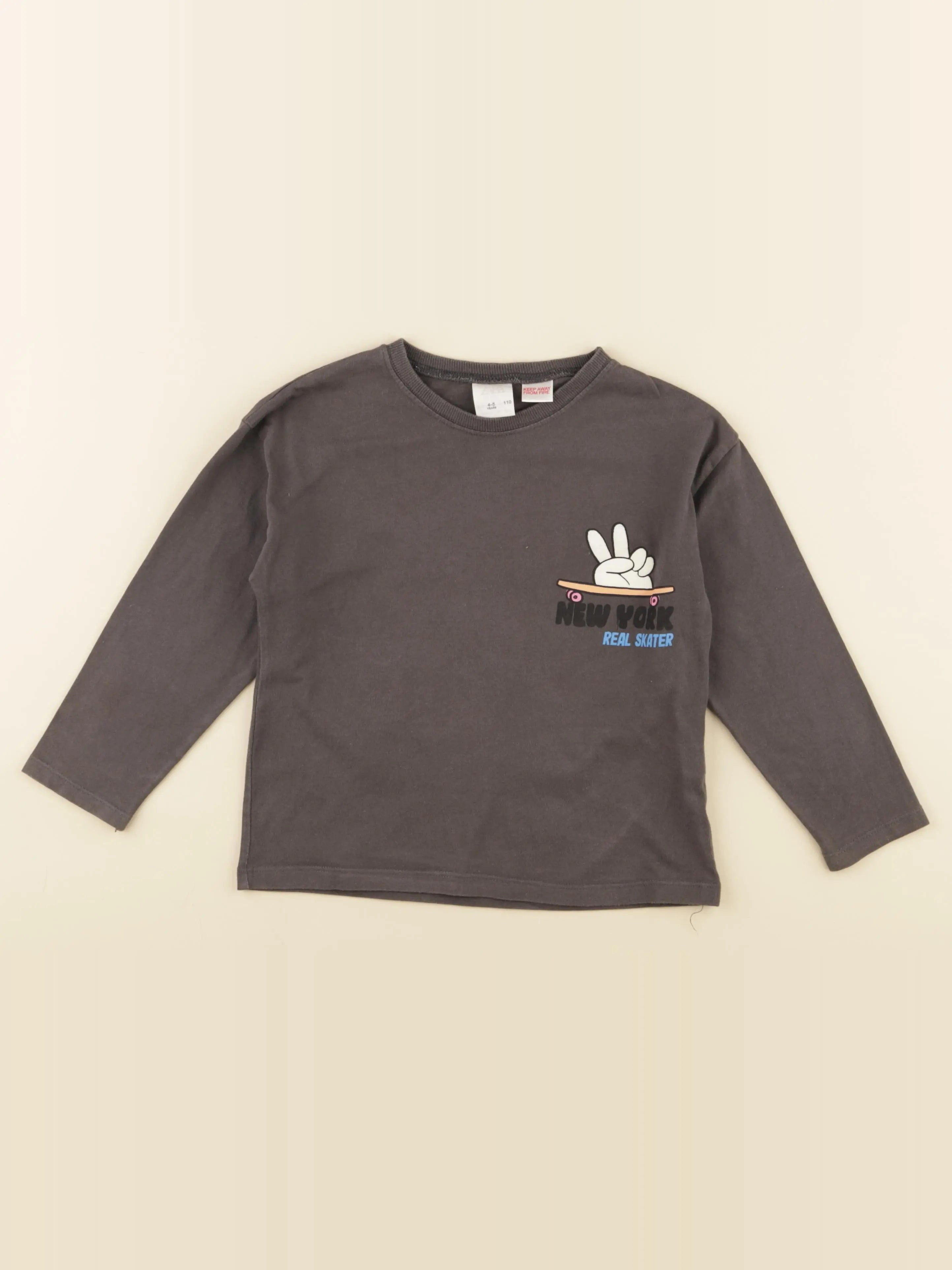 Zara - tee-shirt imprimé au dos gris - 4/5 ans
