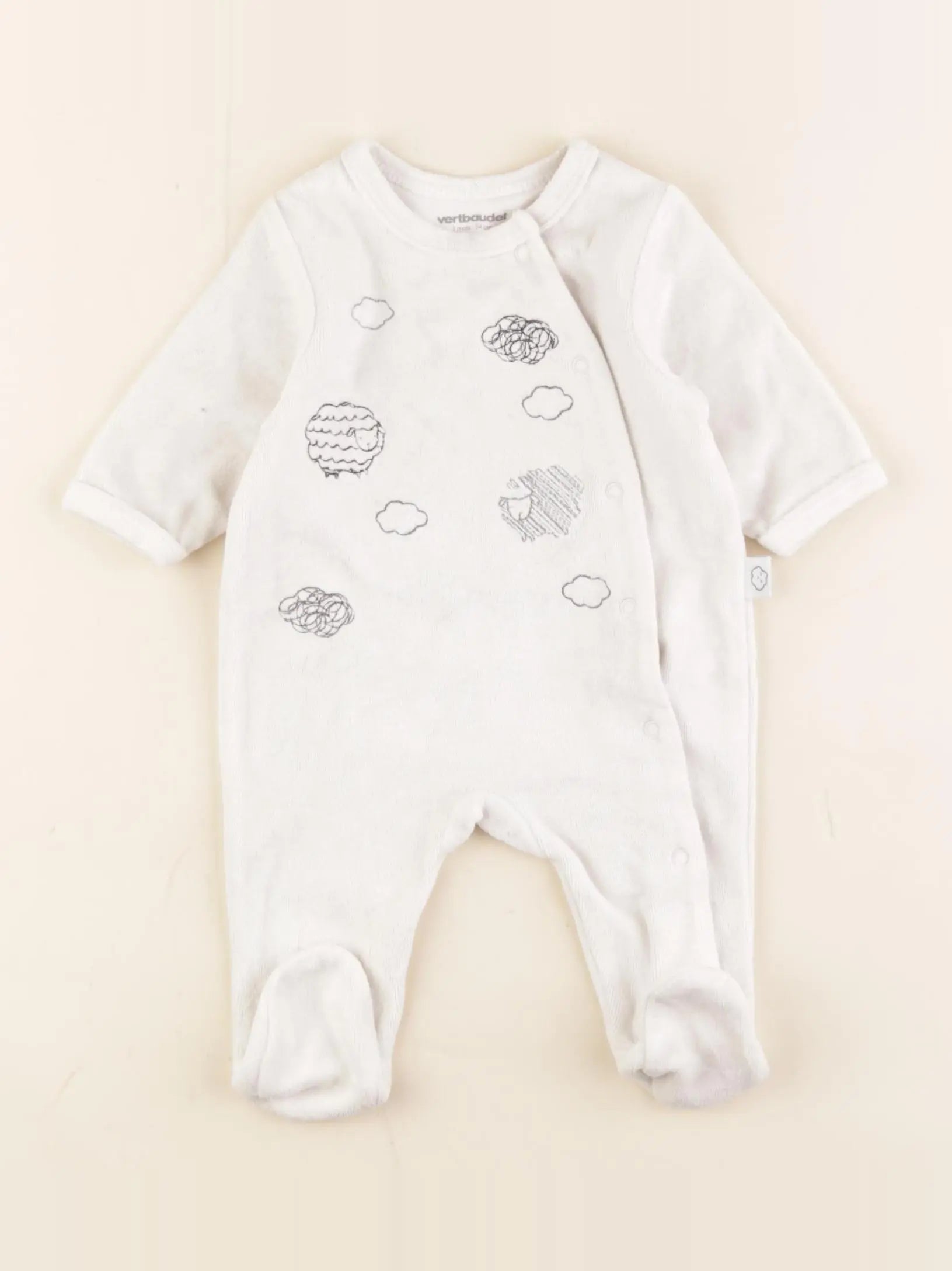 Vertbaudet - pyjama velours beige - 1 mois