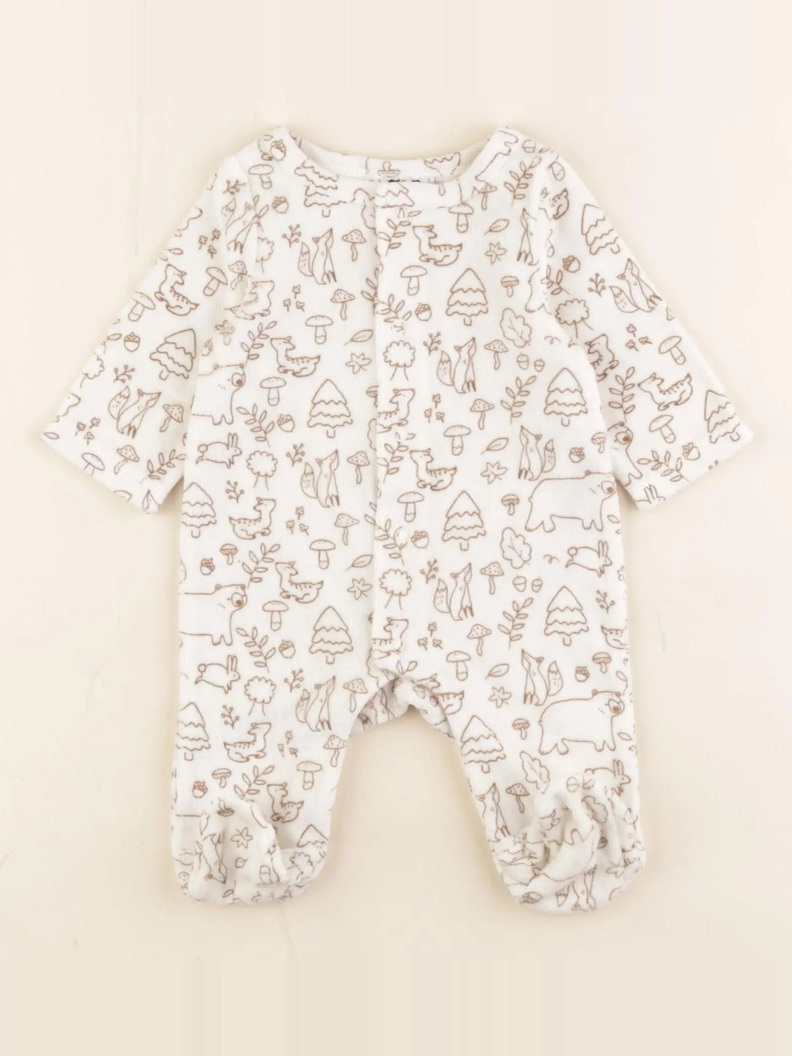 Tape à l'oeil - pyjama velours beige - 0 mois