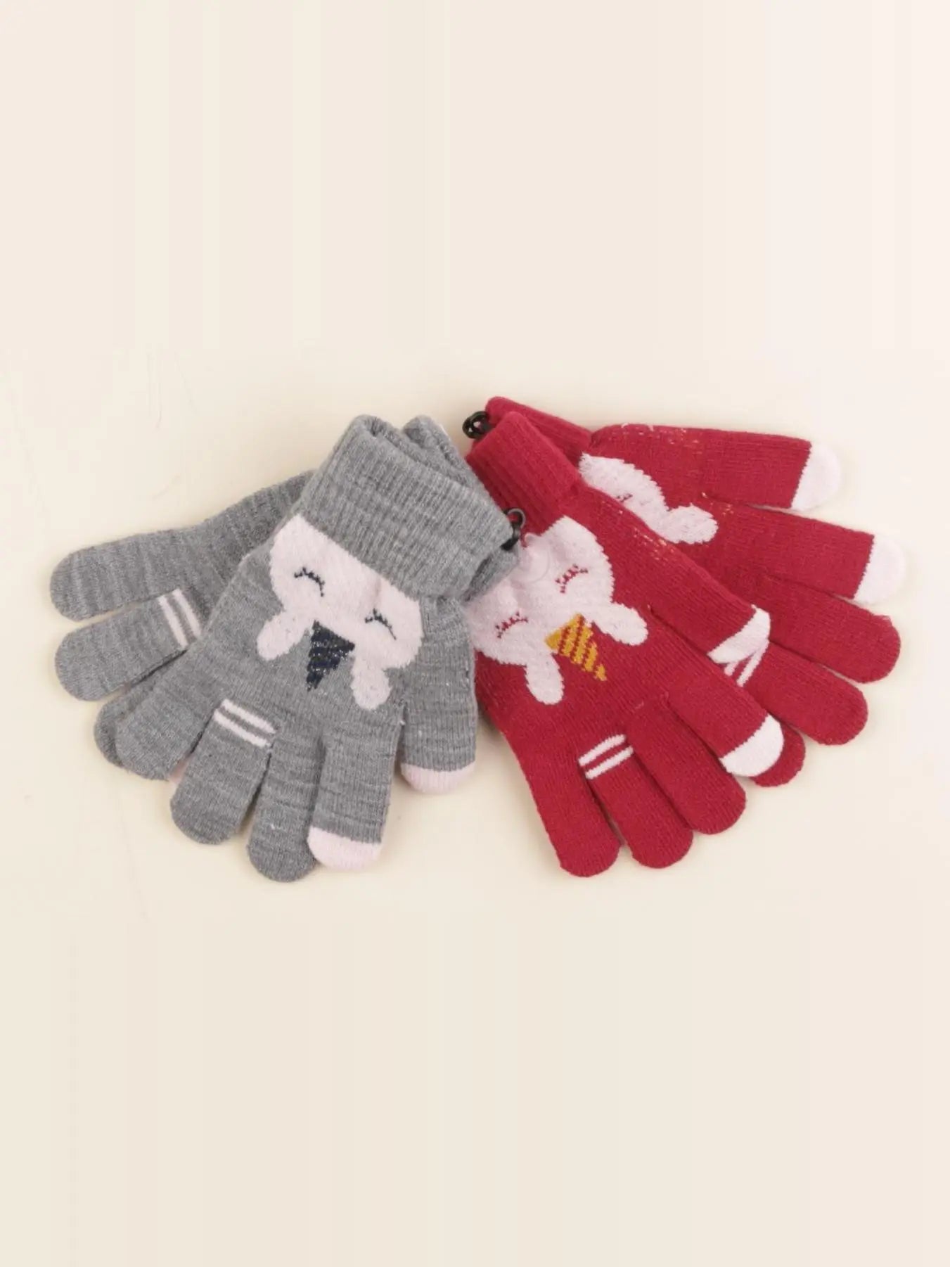 Vertbaudet - gants gris, rose - 8/10 ans