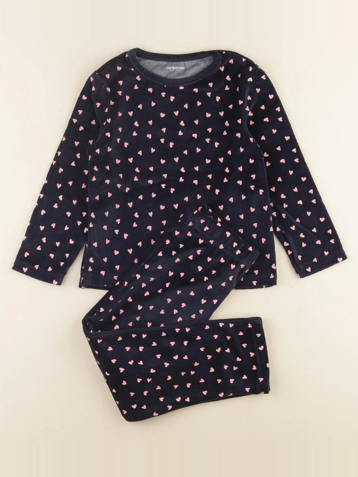 Vertbaudet - pyjama velours bleu, rose - 6 ans