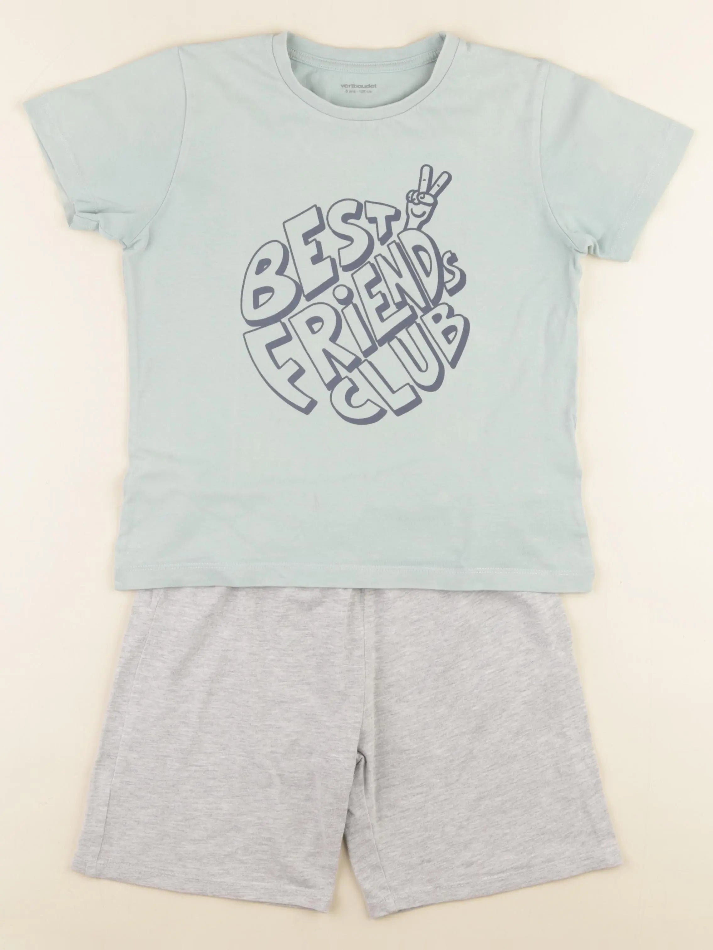 Vertbaudet - pyjama coton gris, vert - 8 ans