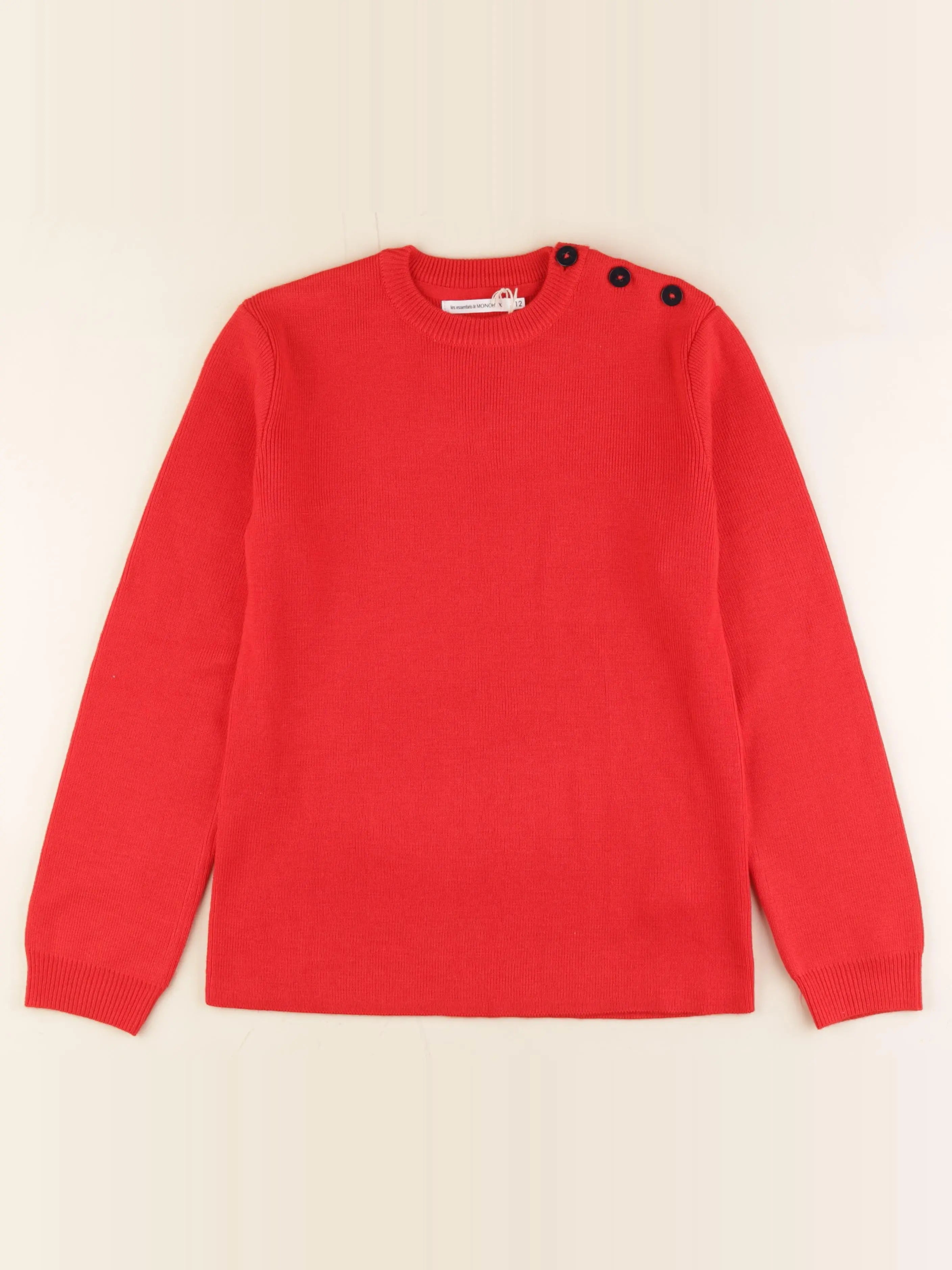 Monoprix - pull rouge (état neuf) - 12 ans