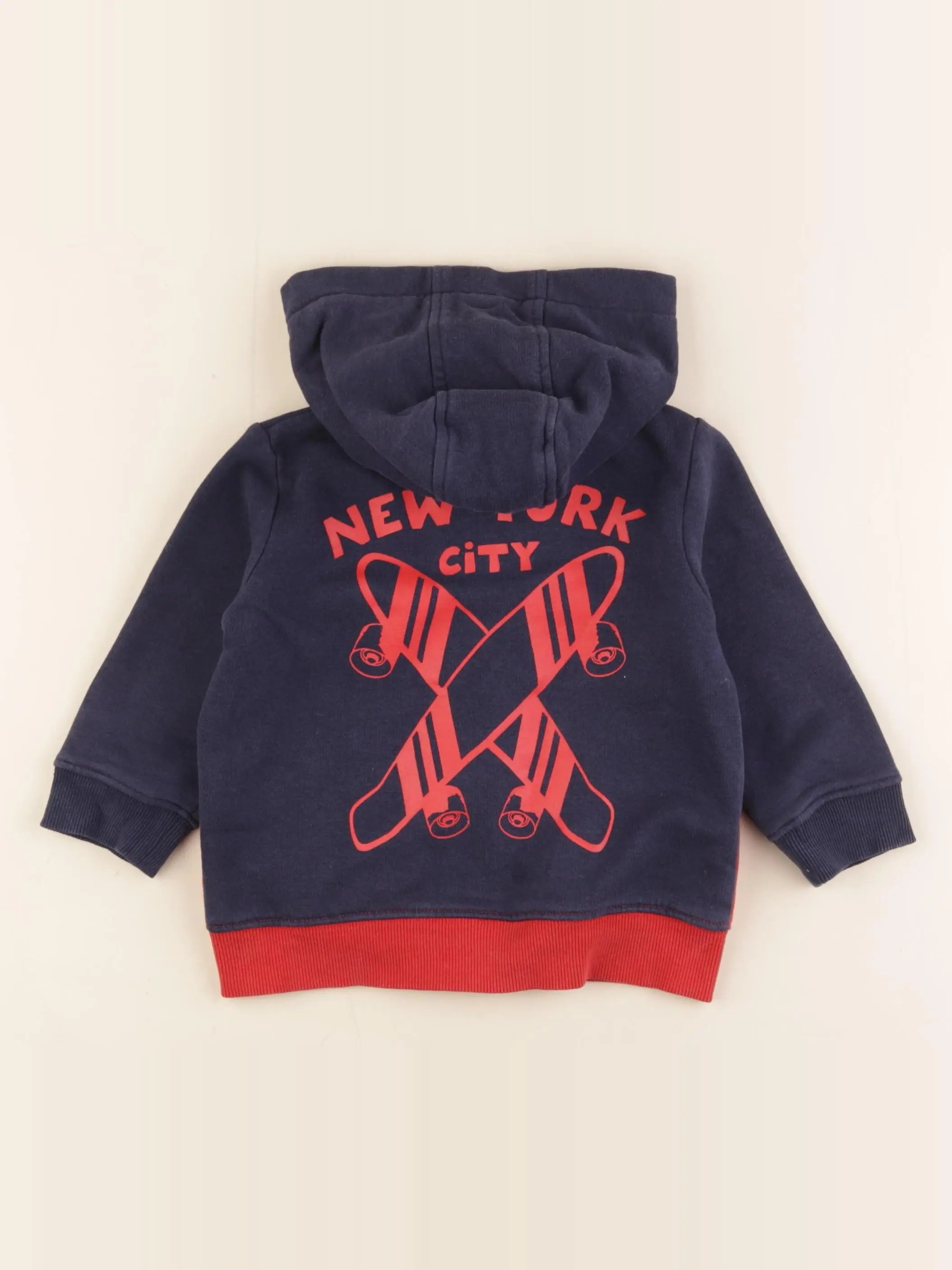 Vertbaudet - sweat bleu, rouge - 2 ans