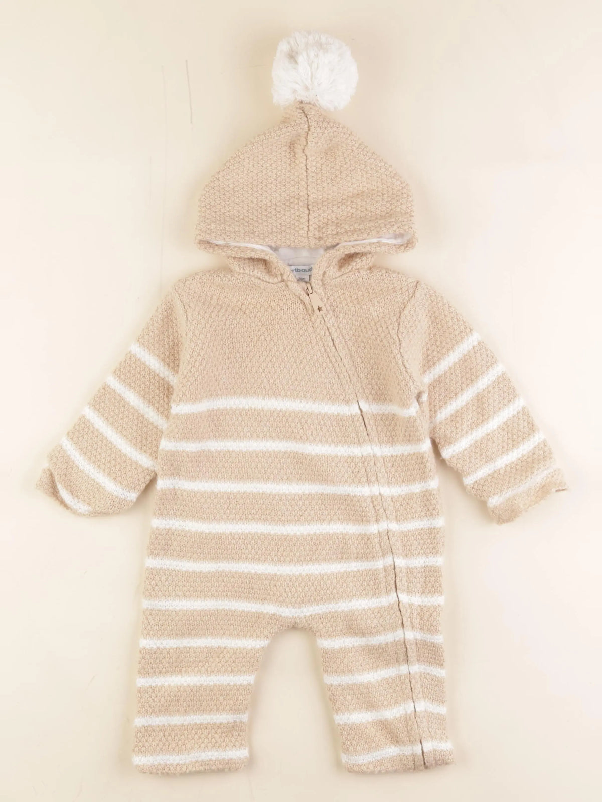 Vertbaudet - combinaison beige - 9 mois