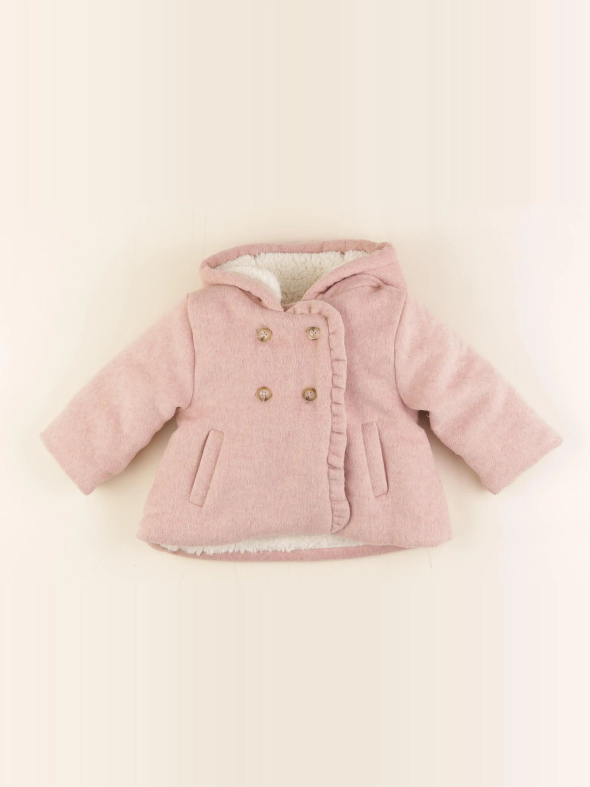 Vertbaudet - manteau rose - 12 mois