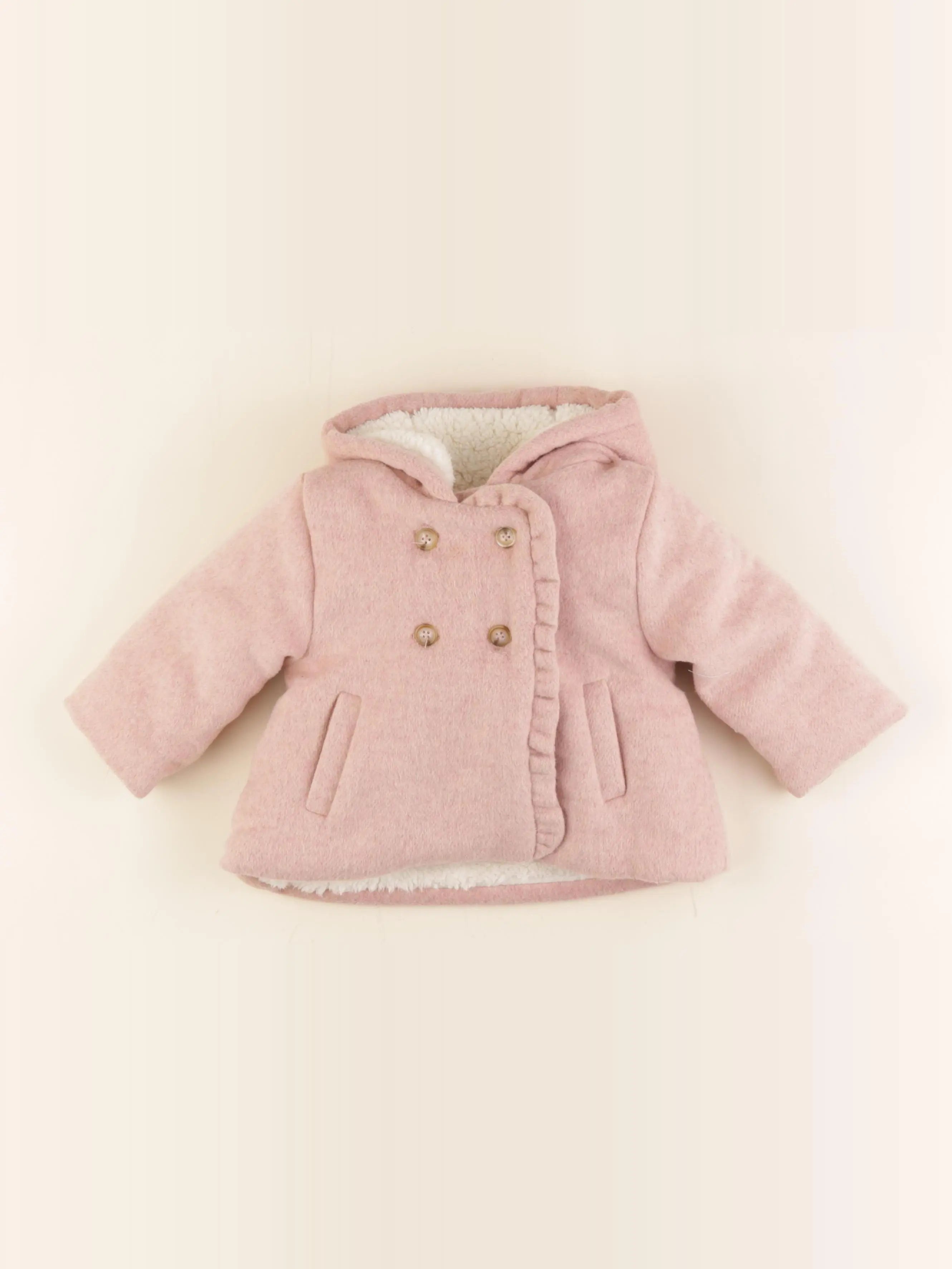 Vertbaudet - manteau rose - 12 mois