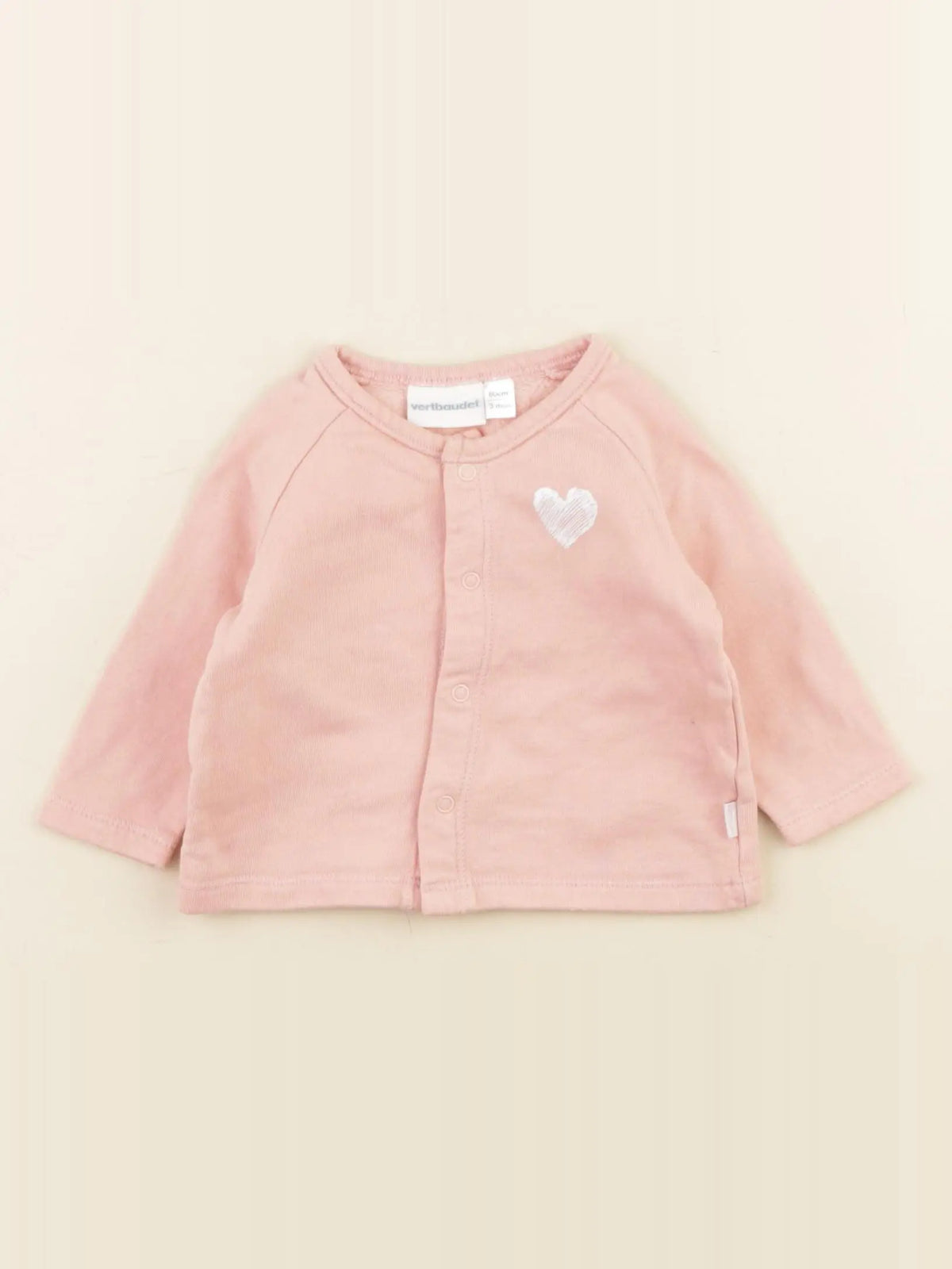 Vertbaudet - sweat rose - 3 mois