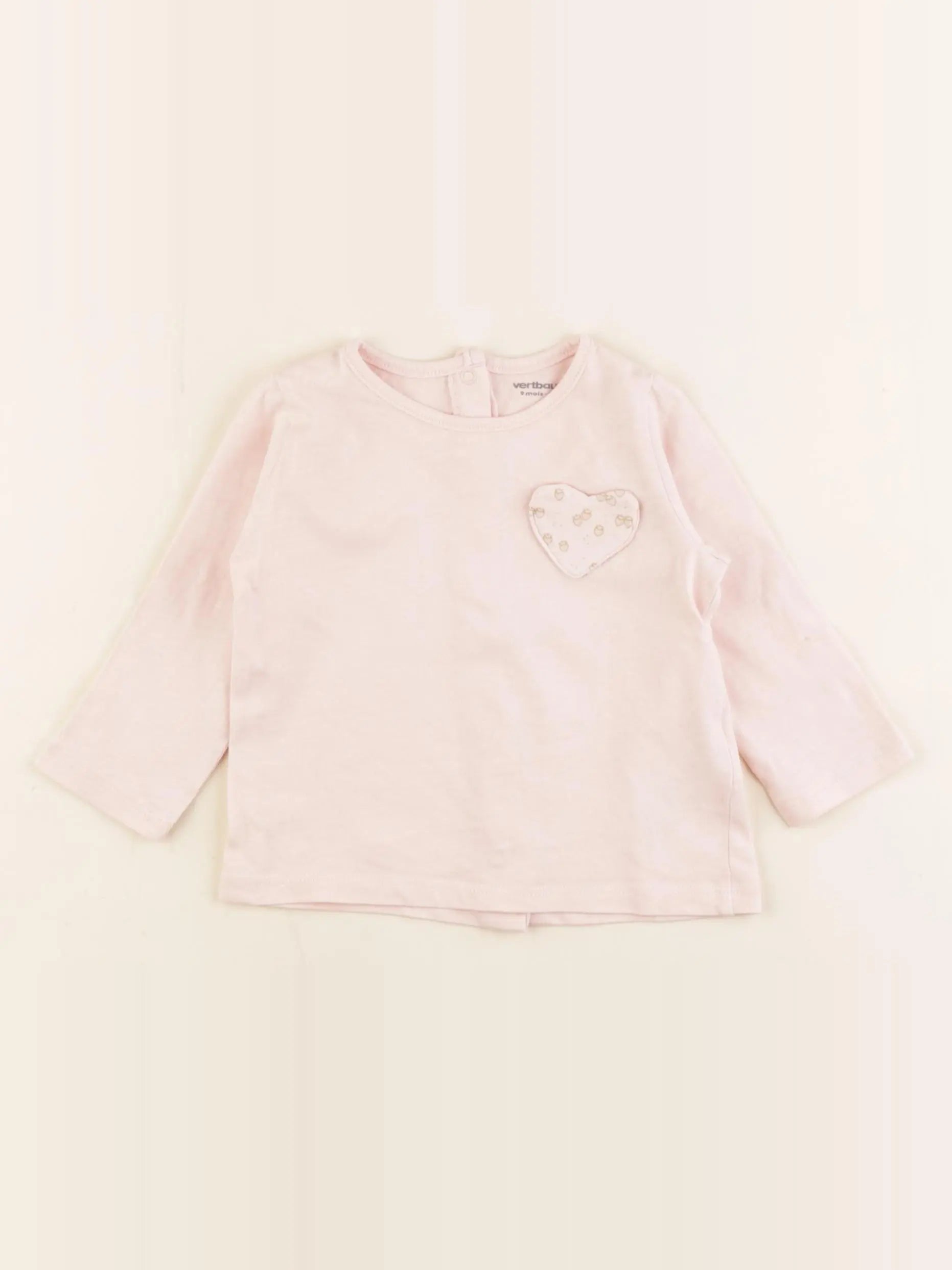Vertbaudet - tee-shirt rose - 9 mois