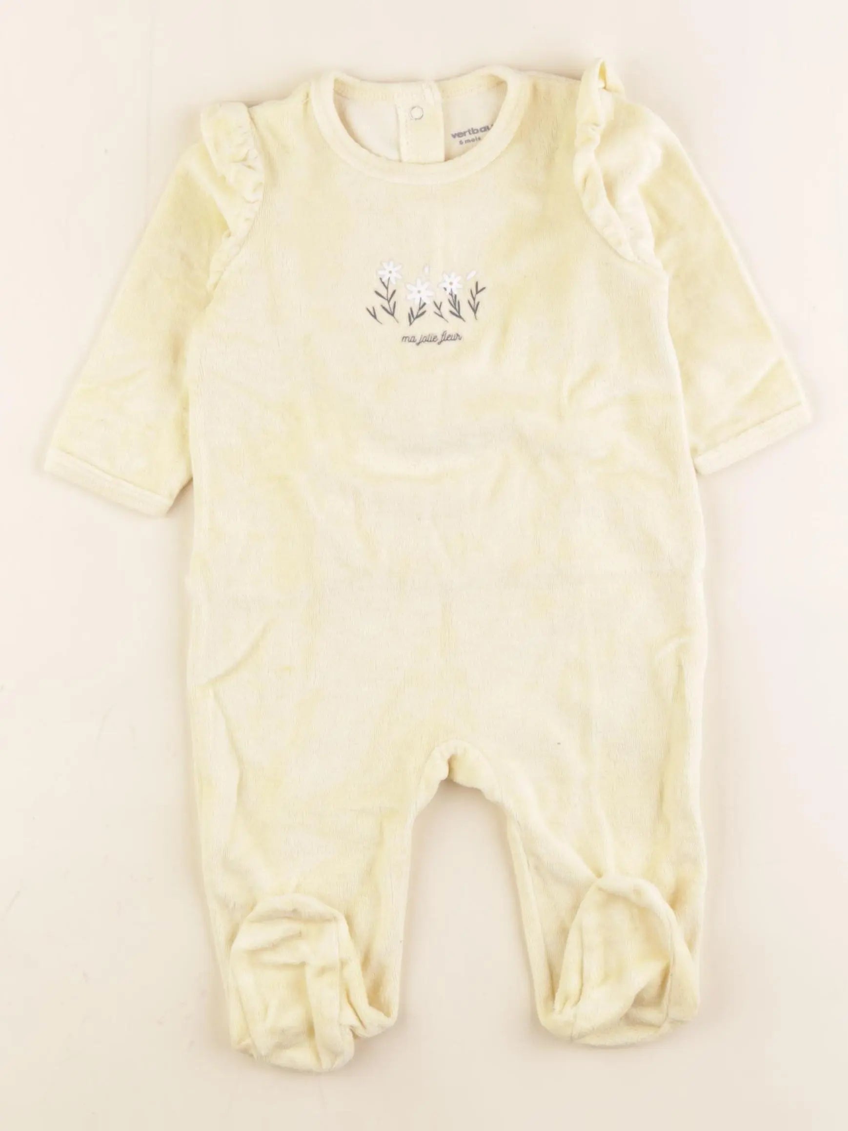 Vertbaudet - pyjama velours jaune - 6 mois
